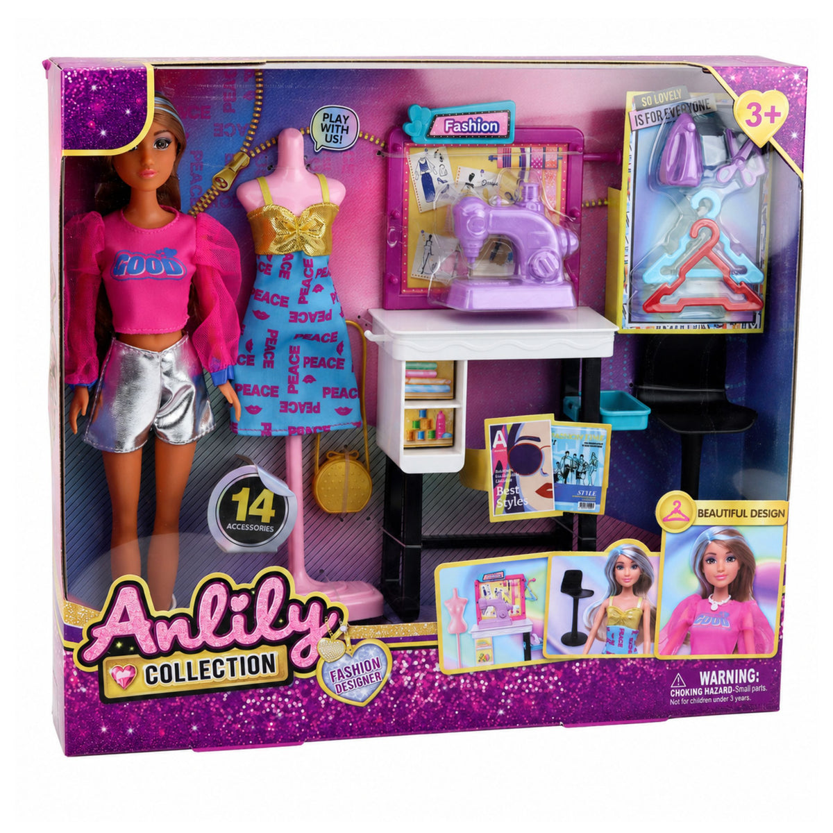Anlily Doll Fashion Designer Clothes Sewing Machine Furniture Mannequin