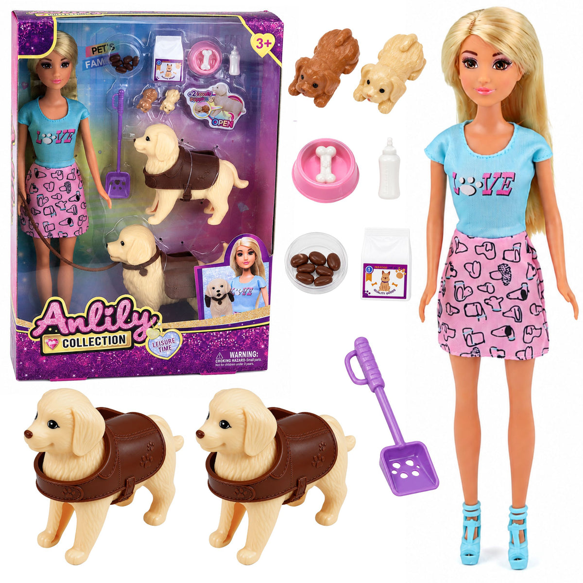Ensemble d'accessoires de toilettage pour animaux de compagnie Anlily Big Dogs Doll