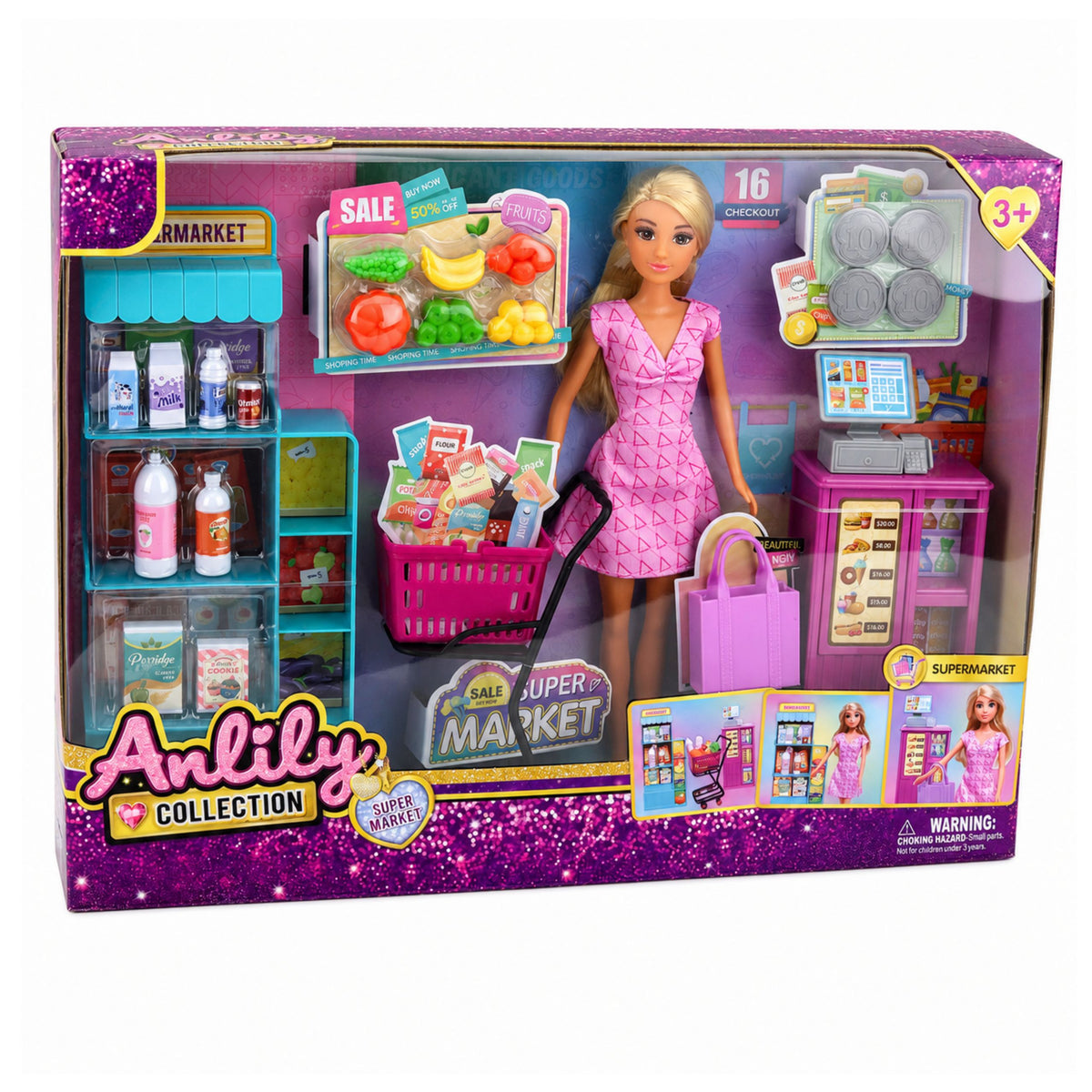 Anlily Doll In Supermarket Store Cash Register Accessories Stroller Set