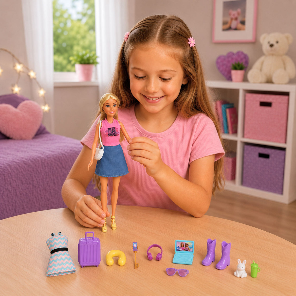 Anlily Traveler Doll With Suitcase Travel Pillow Laptop Accessories