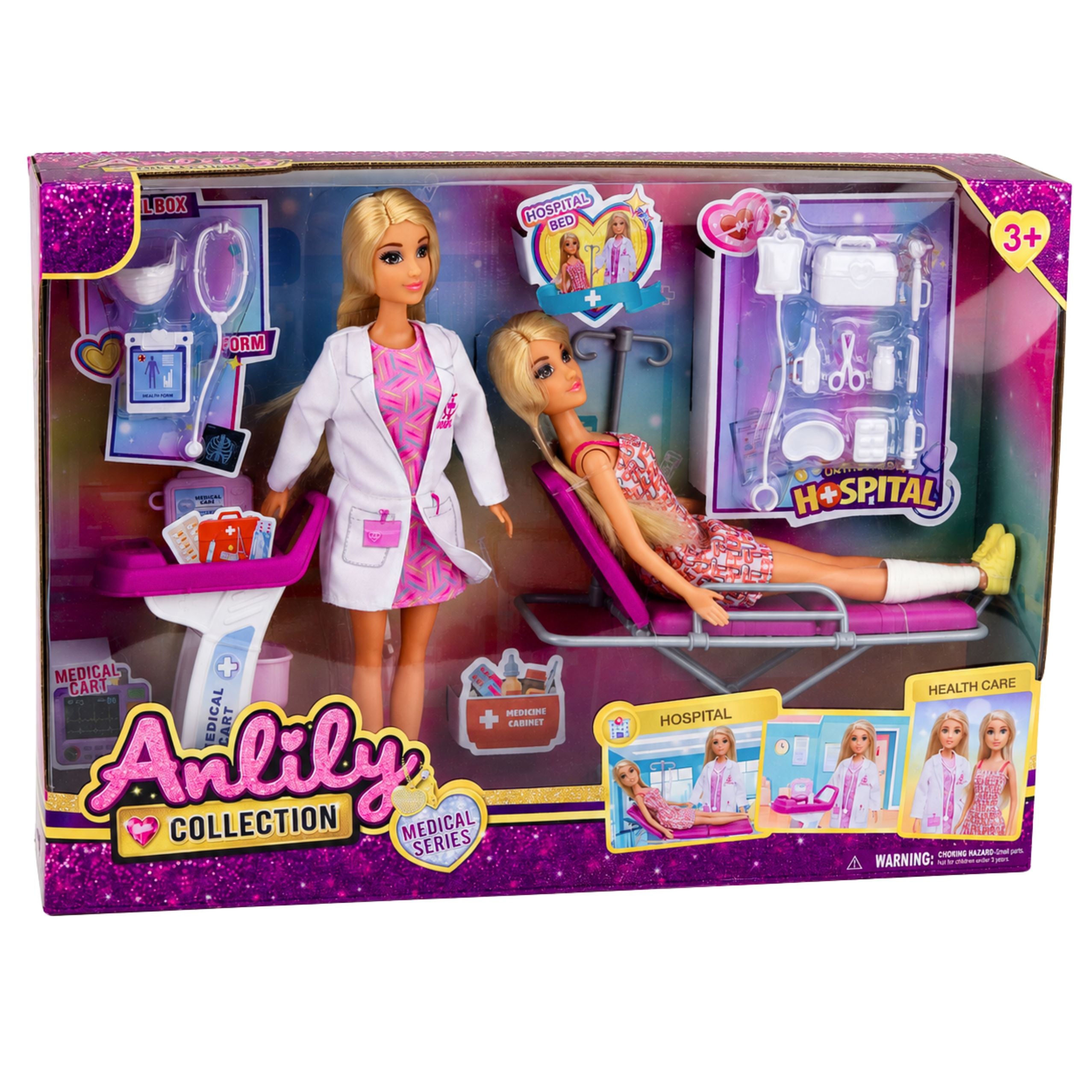Anlily Doctor And Patient Doll Hospital Bed Medical Cart Accessories
