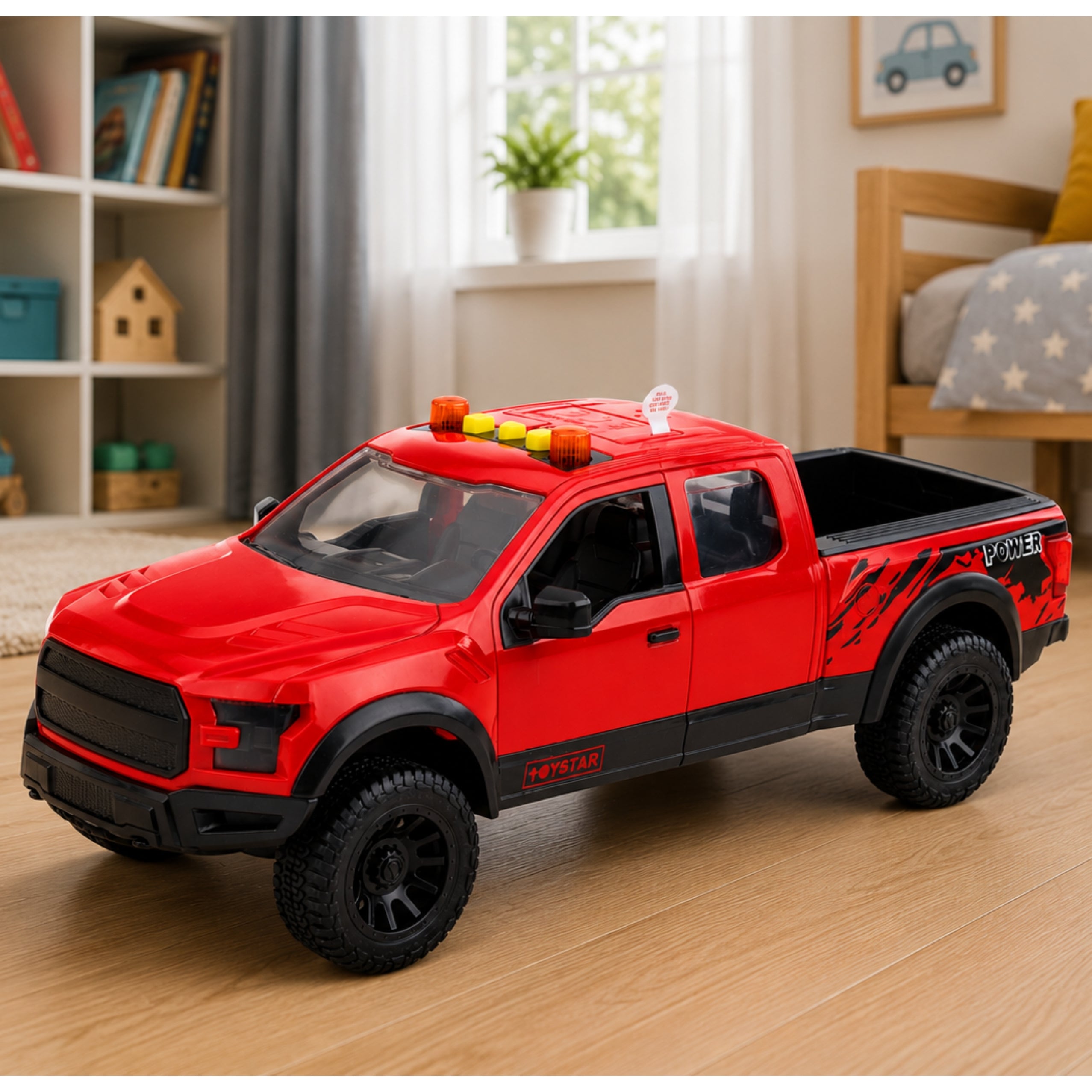 Pickup Truck Opening Doors Tail Lights Sounds Drive Red 1:12