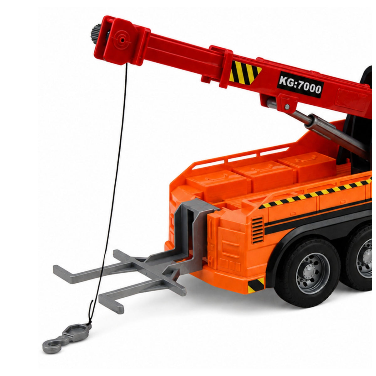 Truck With Crane Roadside Assistance Hook Lights Sounds Orange 1:18