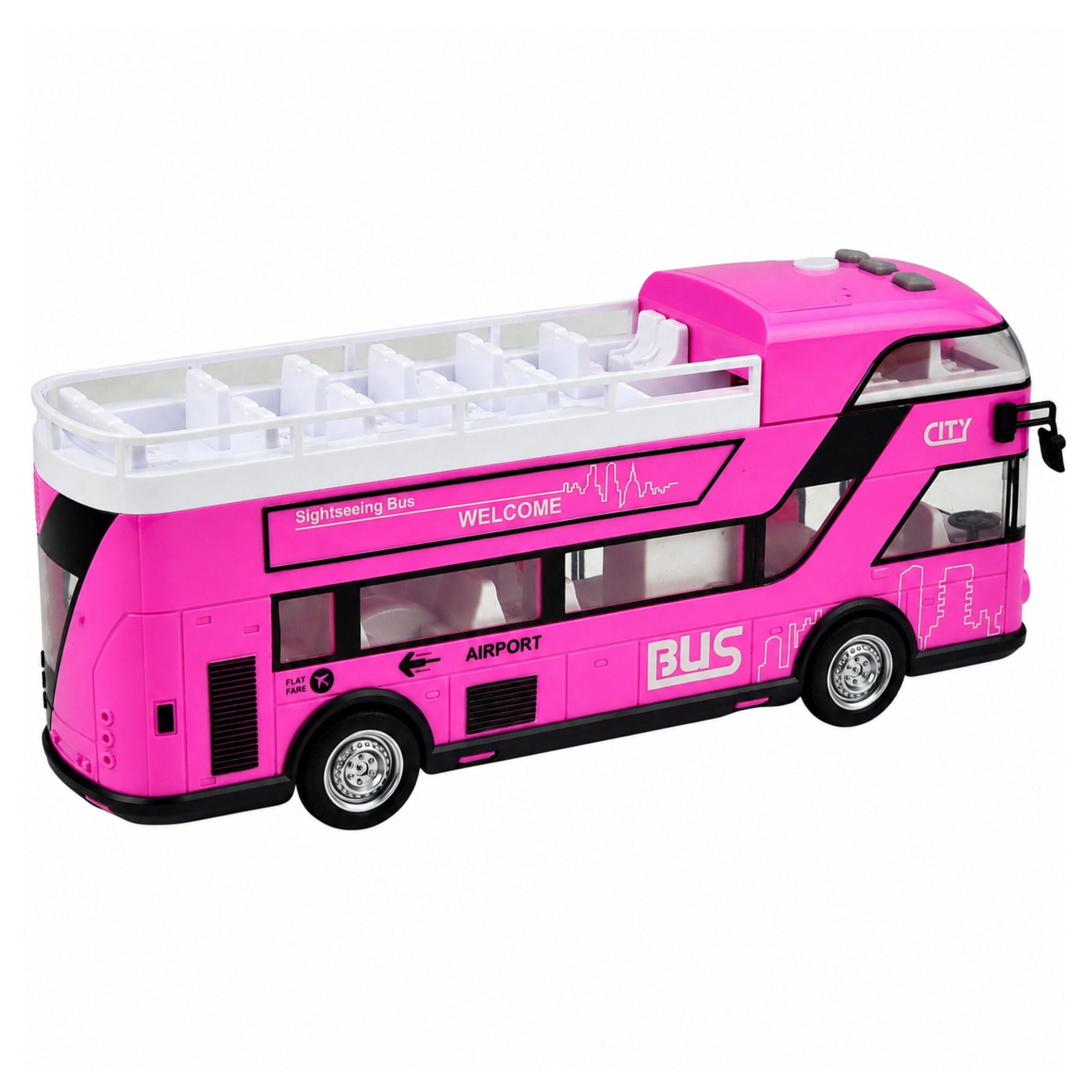 Double-decker City Bus Opening Doors Lights Sounds Pink