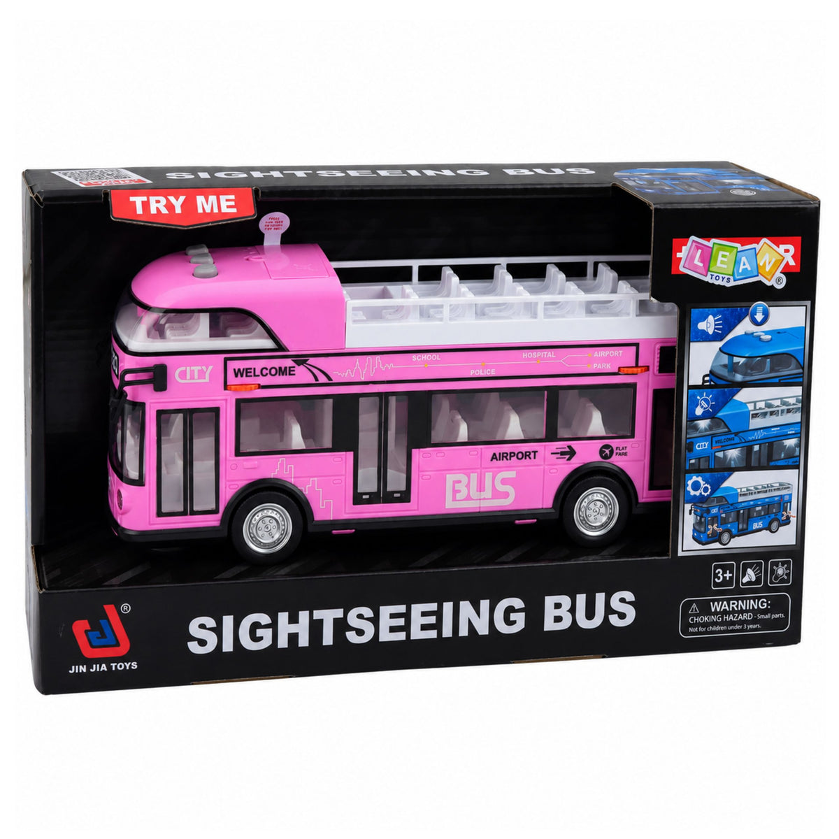Double-decker City Bus Opening Doors Lights Sounds Pink