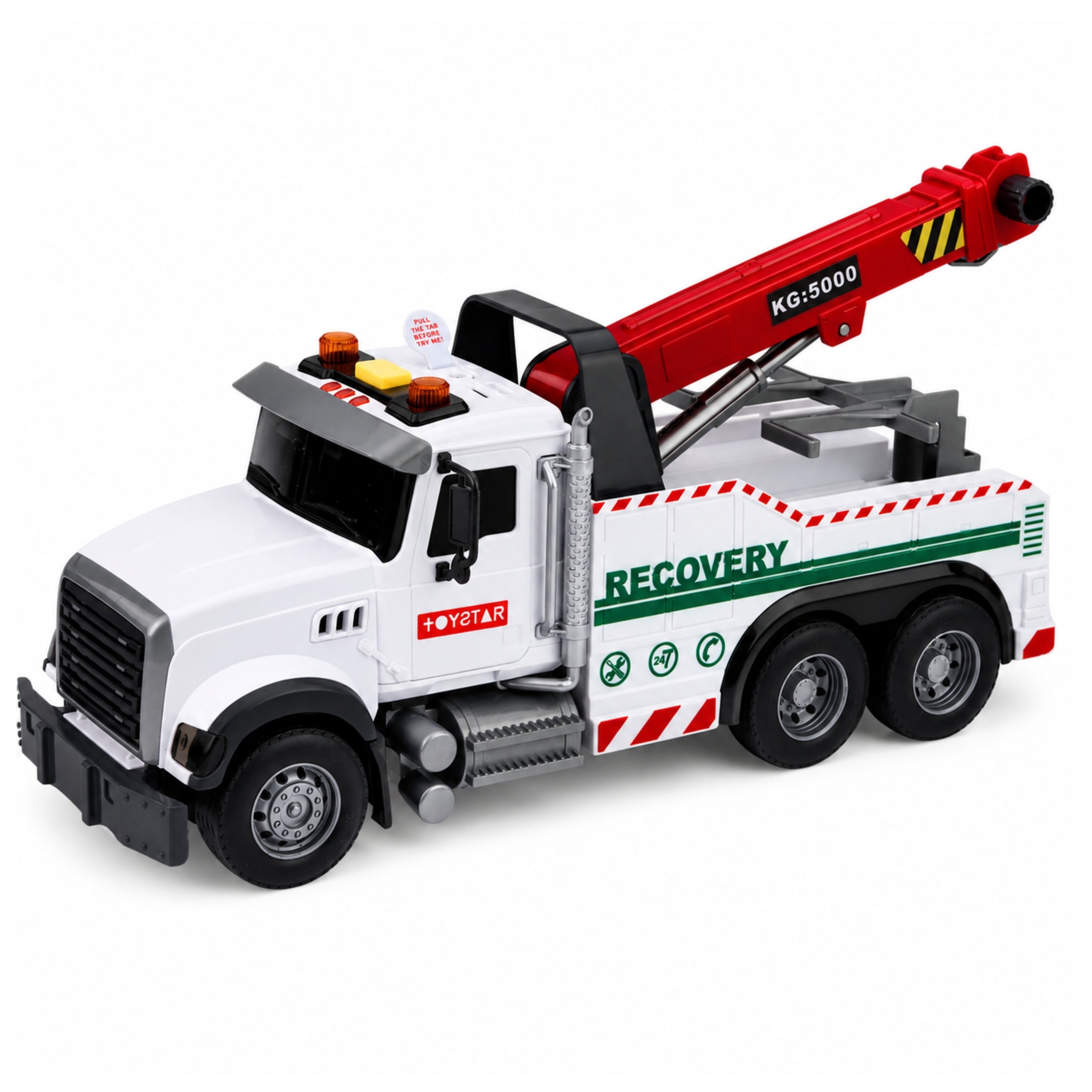 Construction Truck With Adjustable Crane Lights Sounds White 1:14