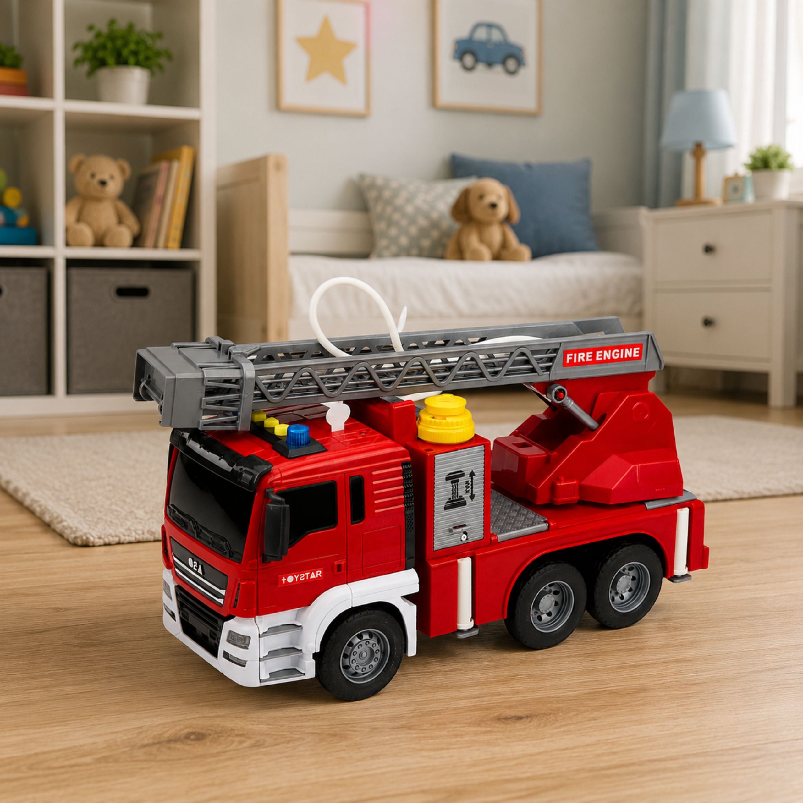 Fire Truck With Boom Water Pouring Function Lights And Sounds