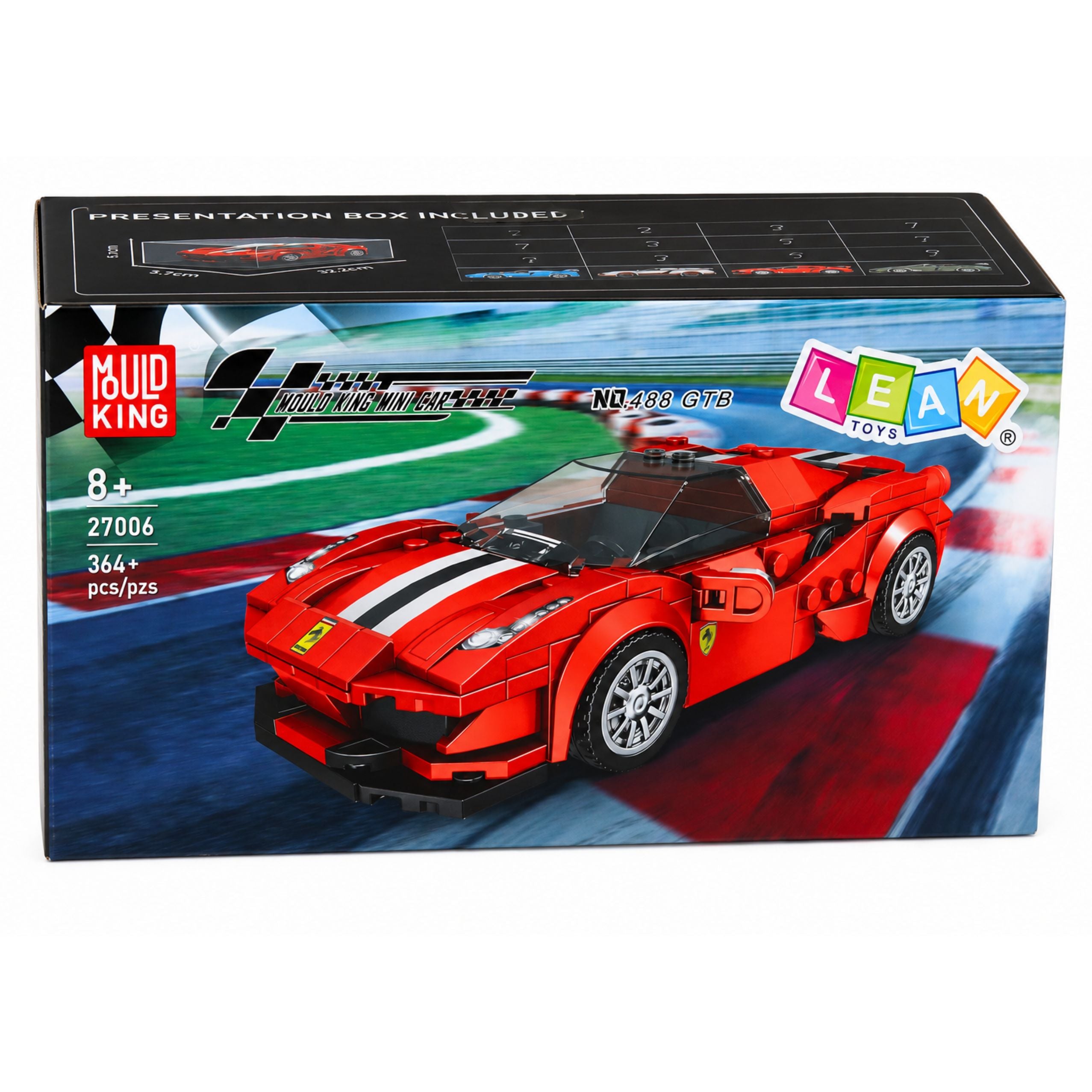 Construction Bricks Sports Car Racing Display Case Red 364 Pcs.