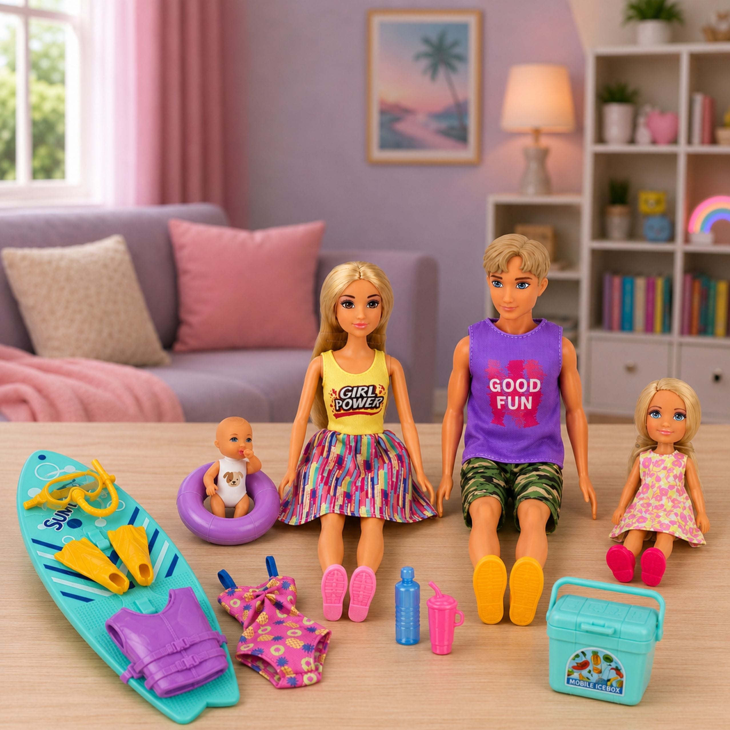 Anlily Dolls Family Surfers Kids Holiday Accessories Water Set