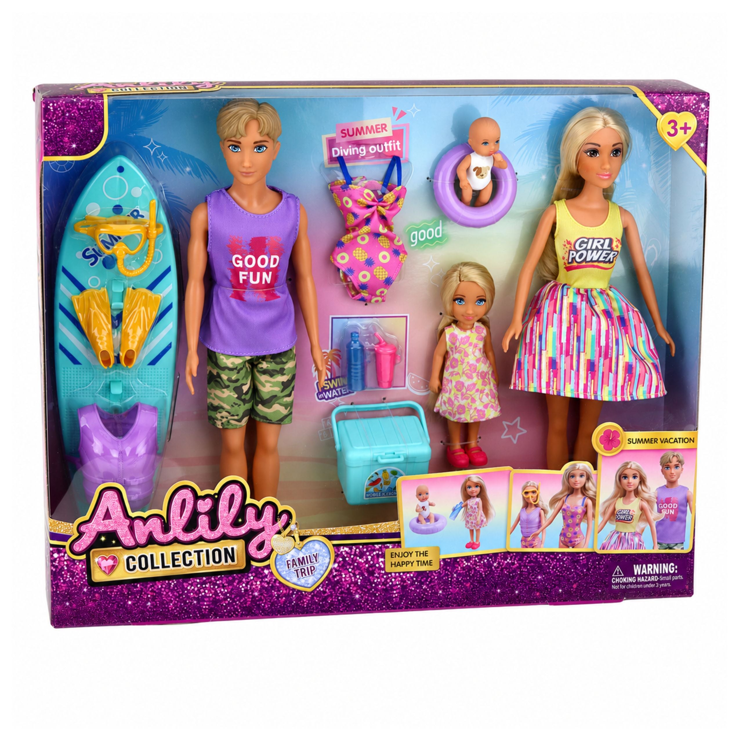Anlily Dolls Family Surfers Kids Holiday Accessories Water Set