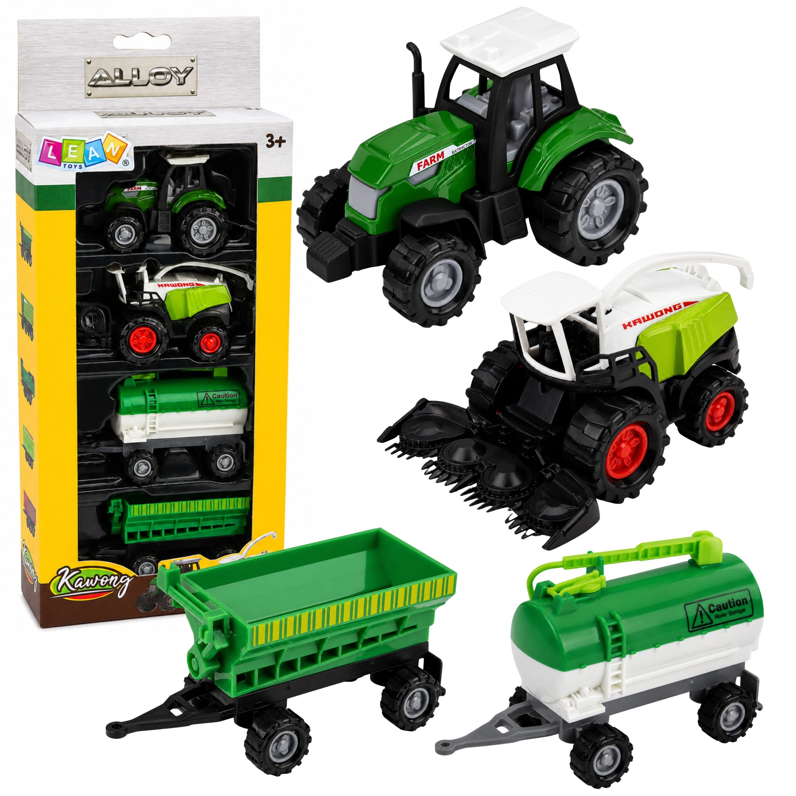 Set Of Agricultural Vehicles Tractor Forage Harvester Tanker Spreader 1:68 4 Pcs.