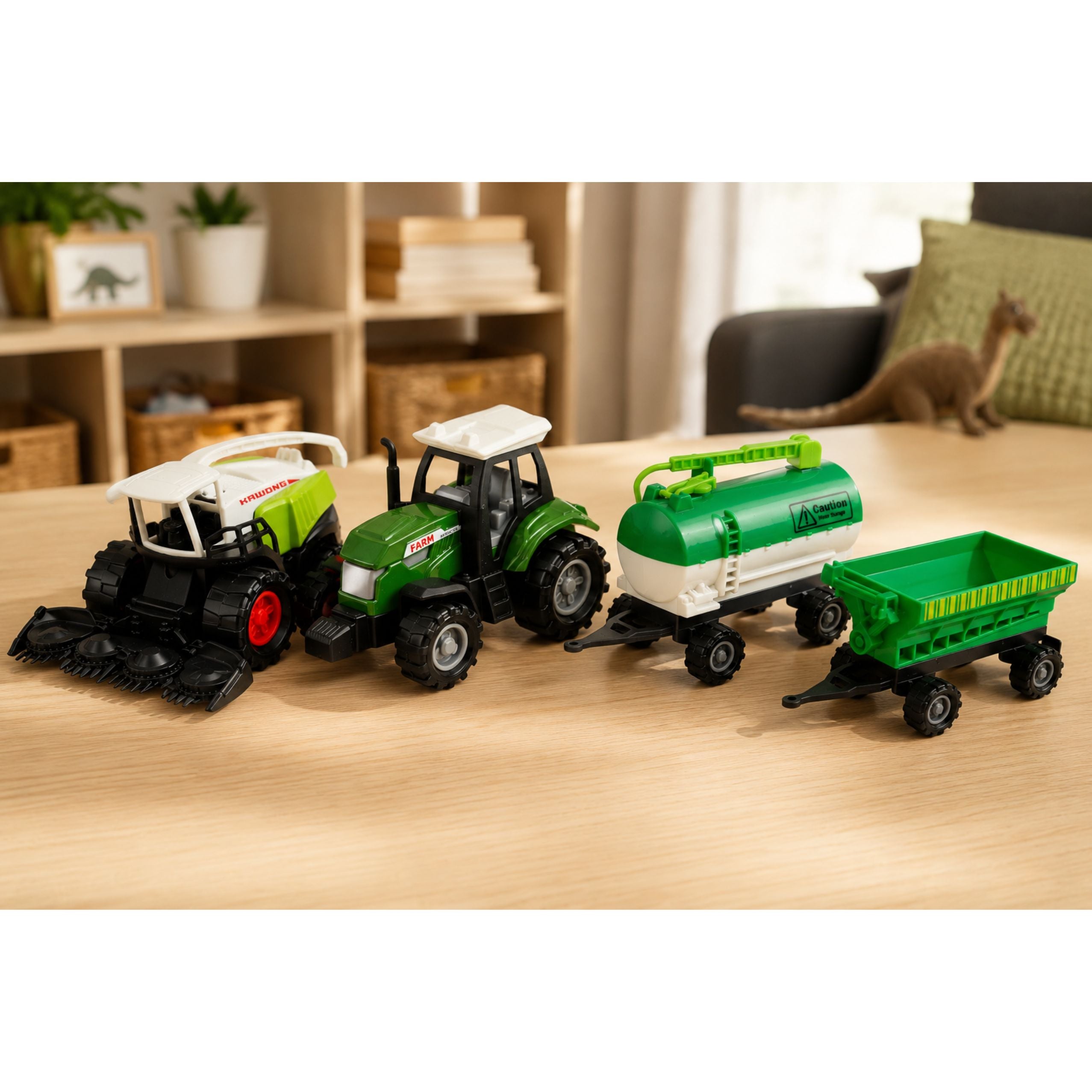 Set Of Agricultural Vehicles Tractor Forage Harvester Tanker Spreader 1:68 4 Pcs.