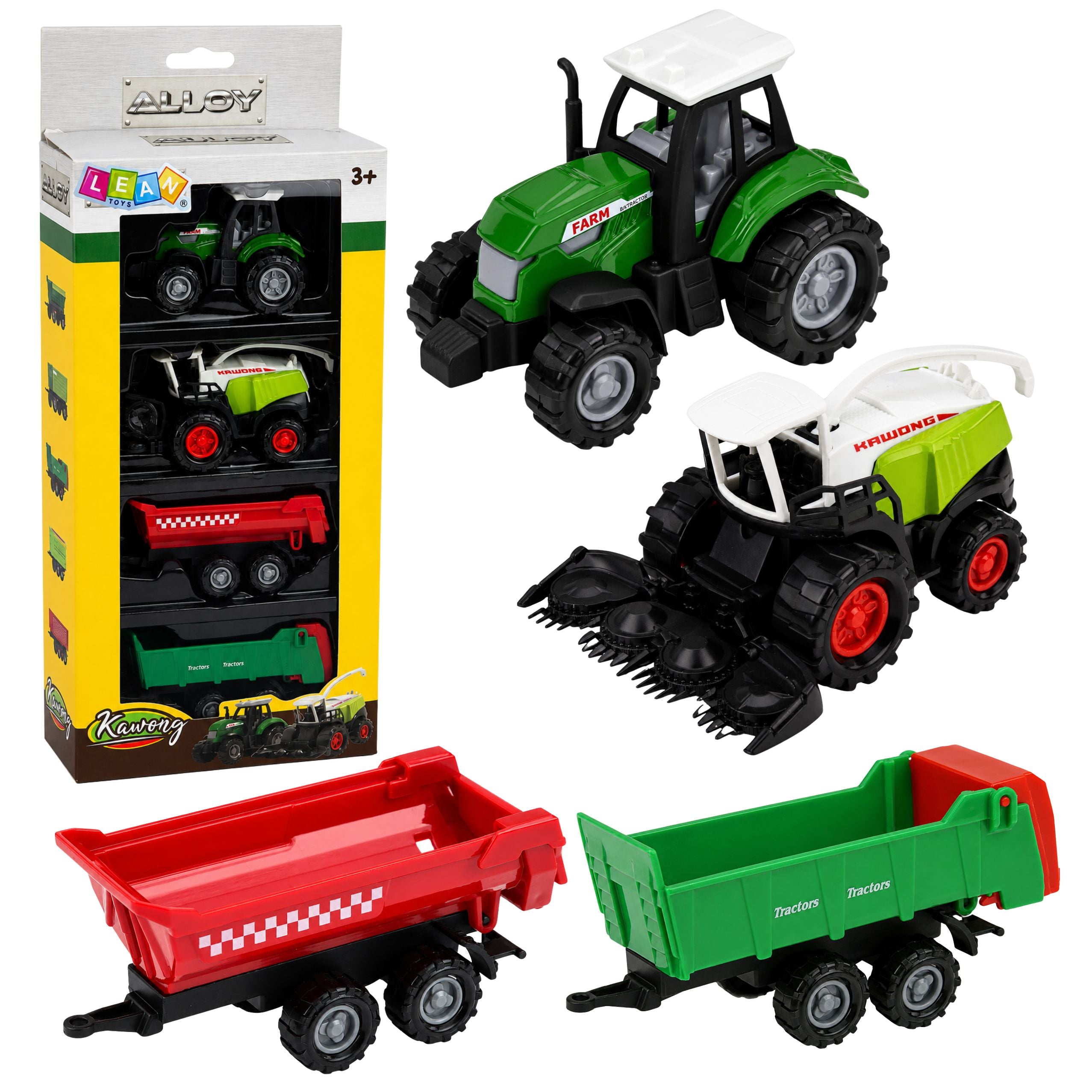 Set Of Agricultural Vehicles Tractor Forage Harvester Trailers Transport 1:68 4 Pcs.