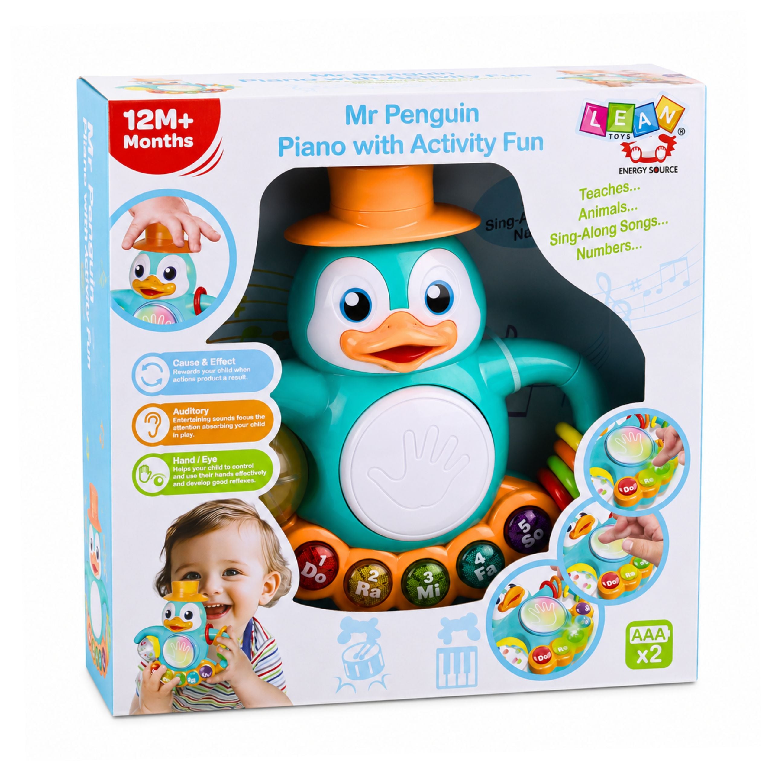 Interactive Toy Penguin Piano Drum Beads Rattling Ball