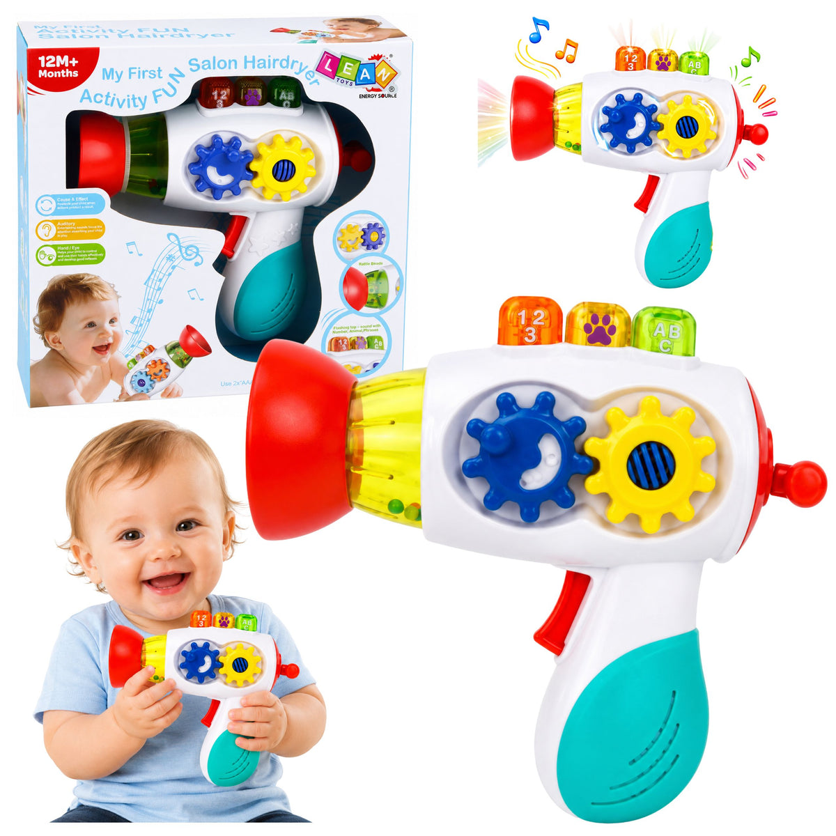 Interactieve babydroger Lichten Geluiden Tandwielen Ballen