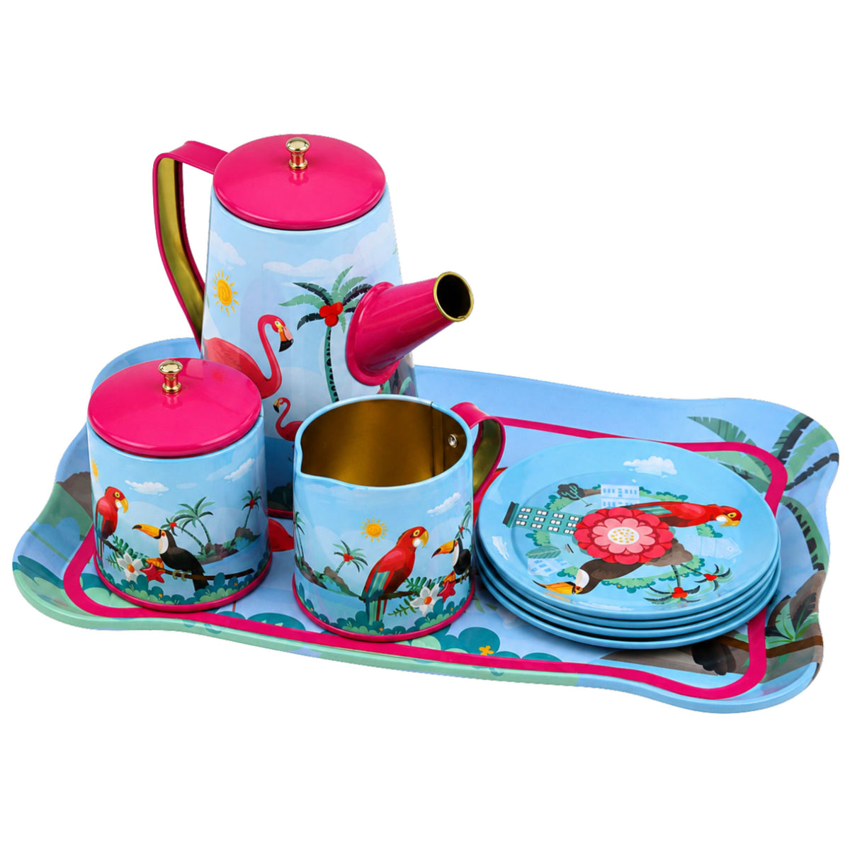 Set Ceai Cu Papagali Model Metal Exotic 12 Buc.