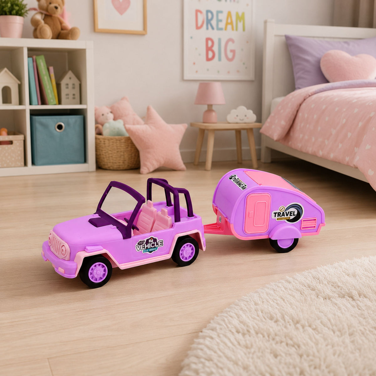 Véhicule tout-terrain avec kit de voyage rose Camper Sounds
