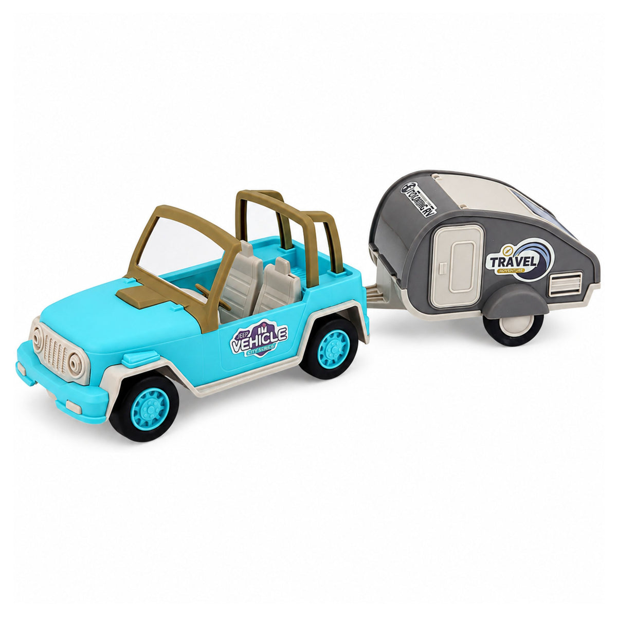 Off-road Vehicle With Camper Sounds Blue Tourist Set