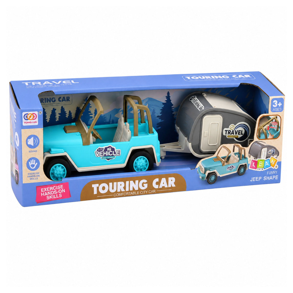 Off-road Vehicle With Camper Sounds Blue Tourist Set