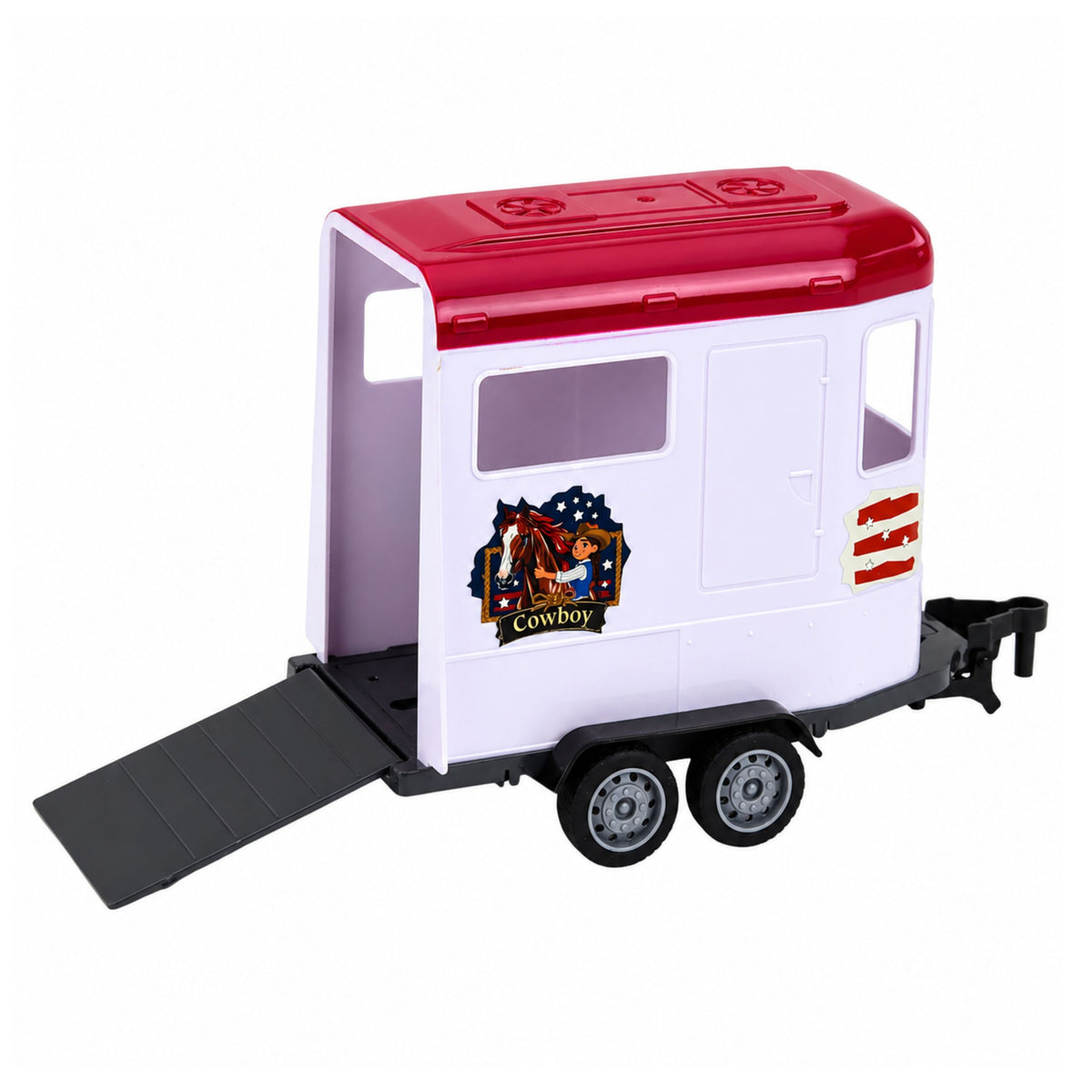 Burgundy Convertible Car With Horse Trailer Opening Doors Set