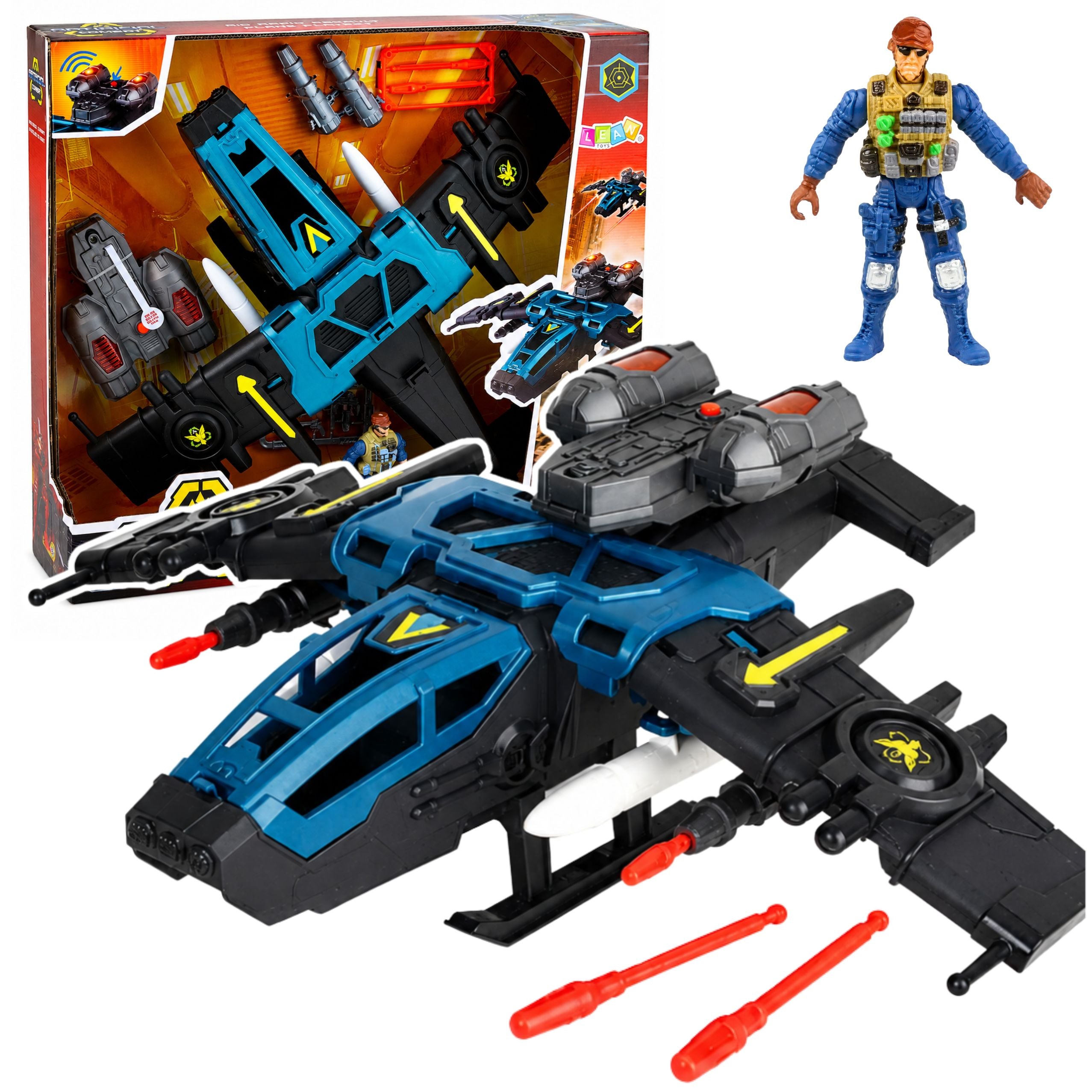 Military Attack Plane Soldier Figure Launchers Lights Sounds