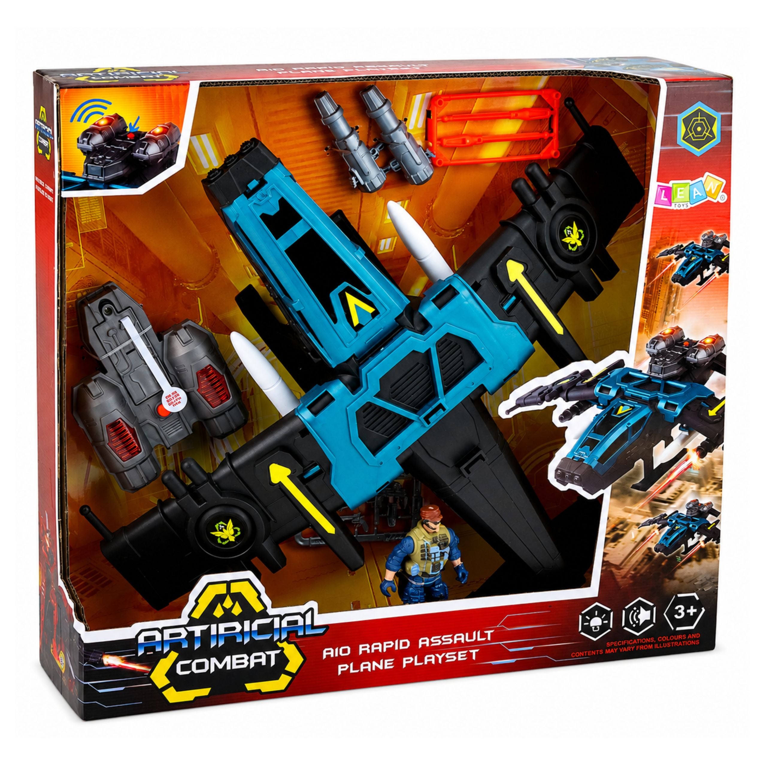 Military Attack Plane Soldier Figure Launchers Lights Sounds