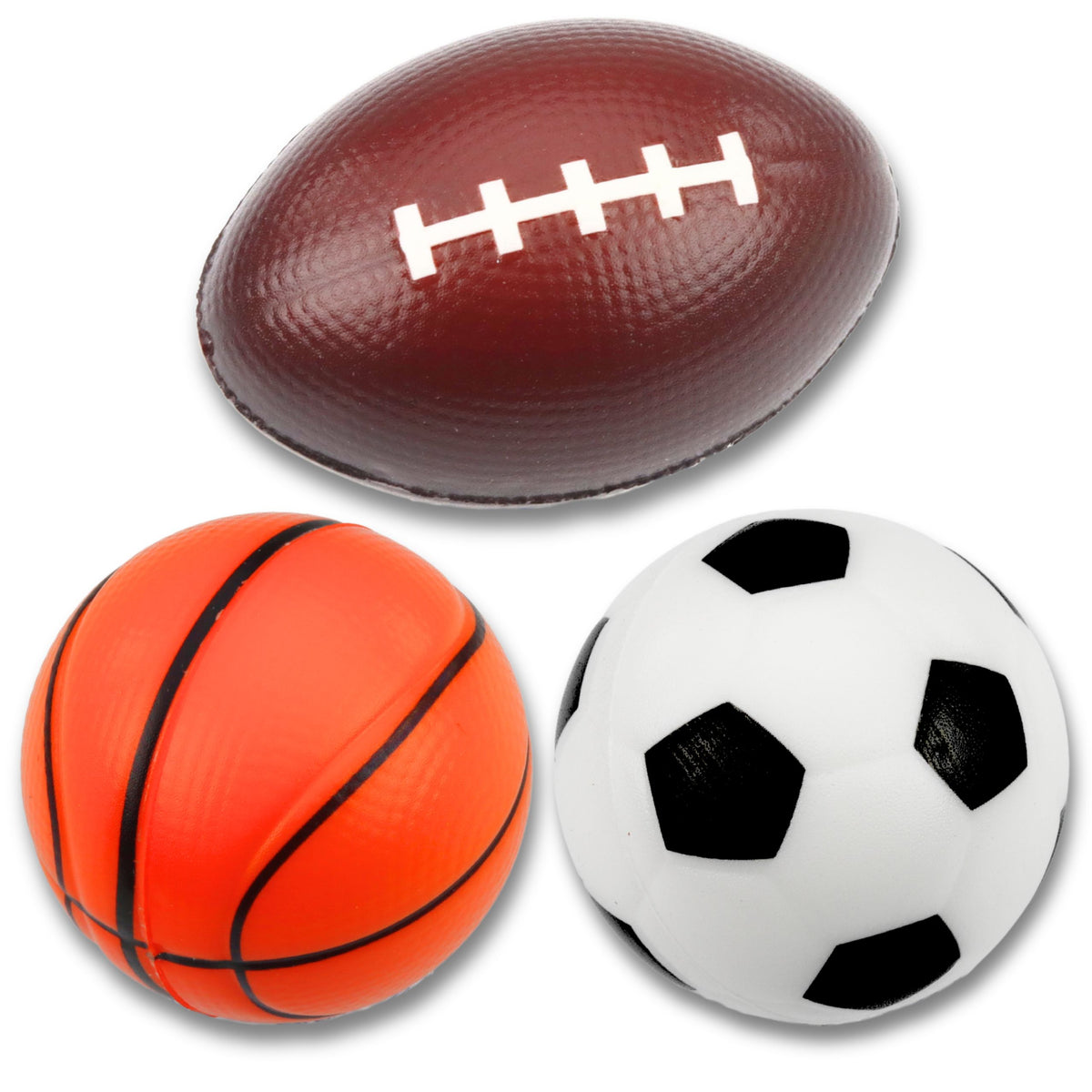 Sada 3 pěnových míčů Fotbal Basketbal Rugby 10cm