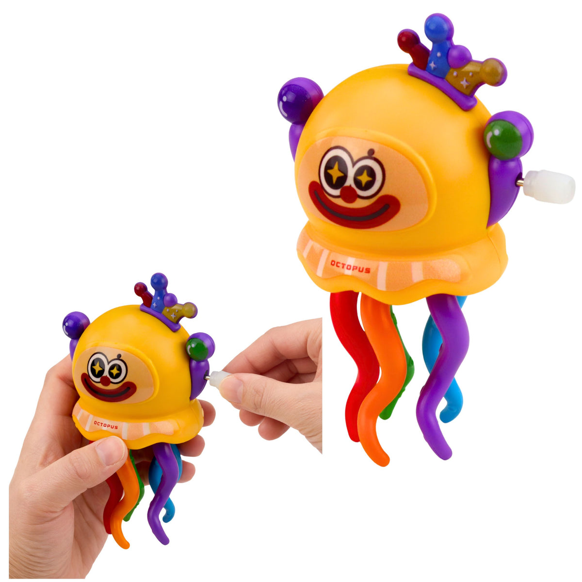 Aufziehbares Oktopus-Clown-Spielzeug reitet und bewegt Tentakel