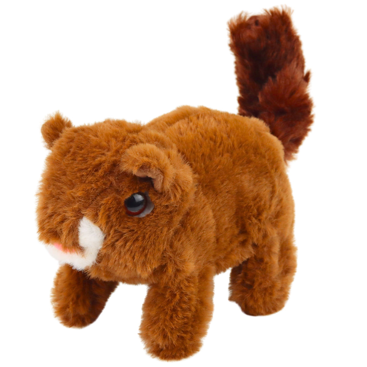Plush Interactive Squirrel In A Basket Walks And Makes Sounds Brown
