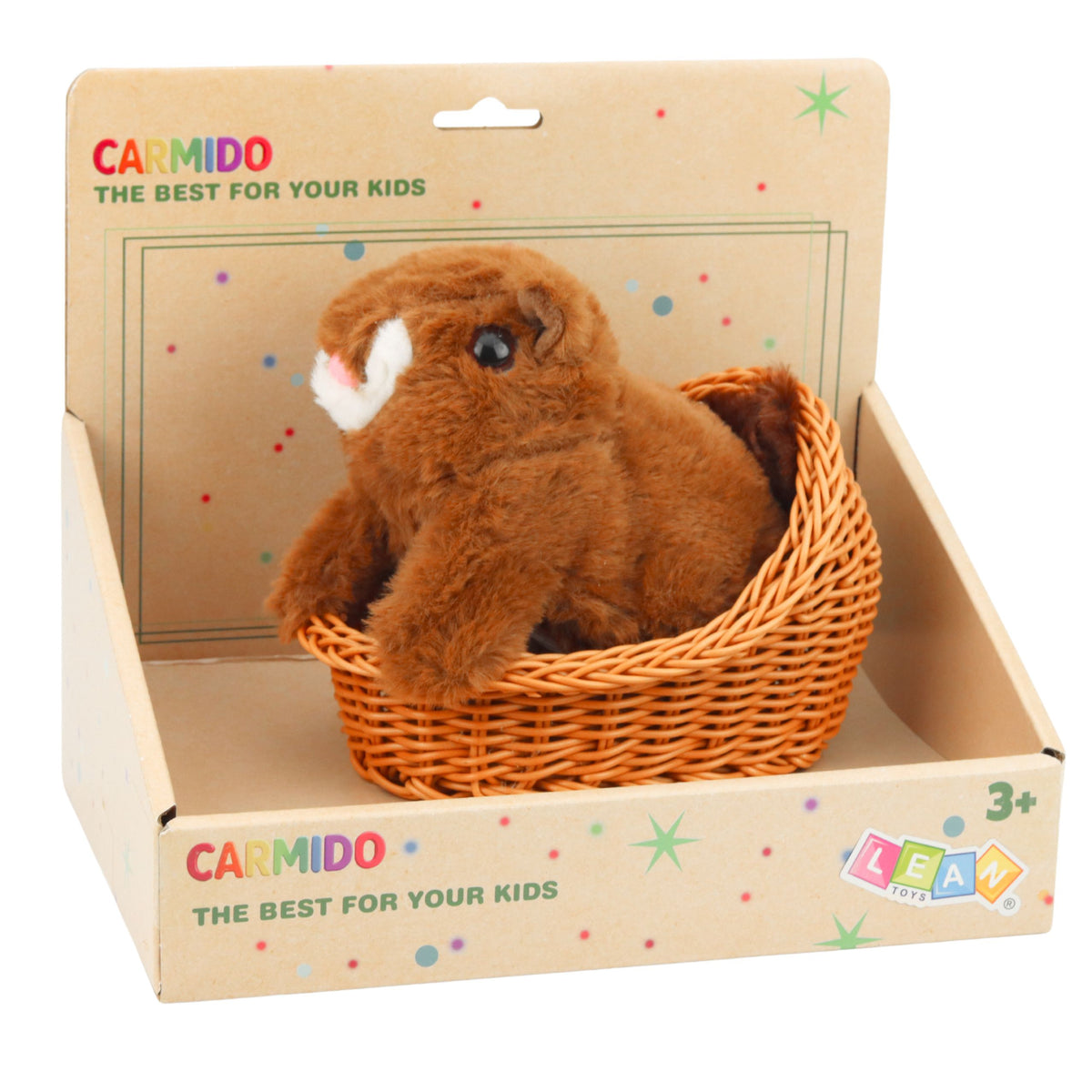 Plush Interactive Squirrel In A Basket Walks And Makes Sounds Brown