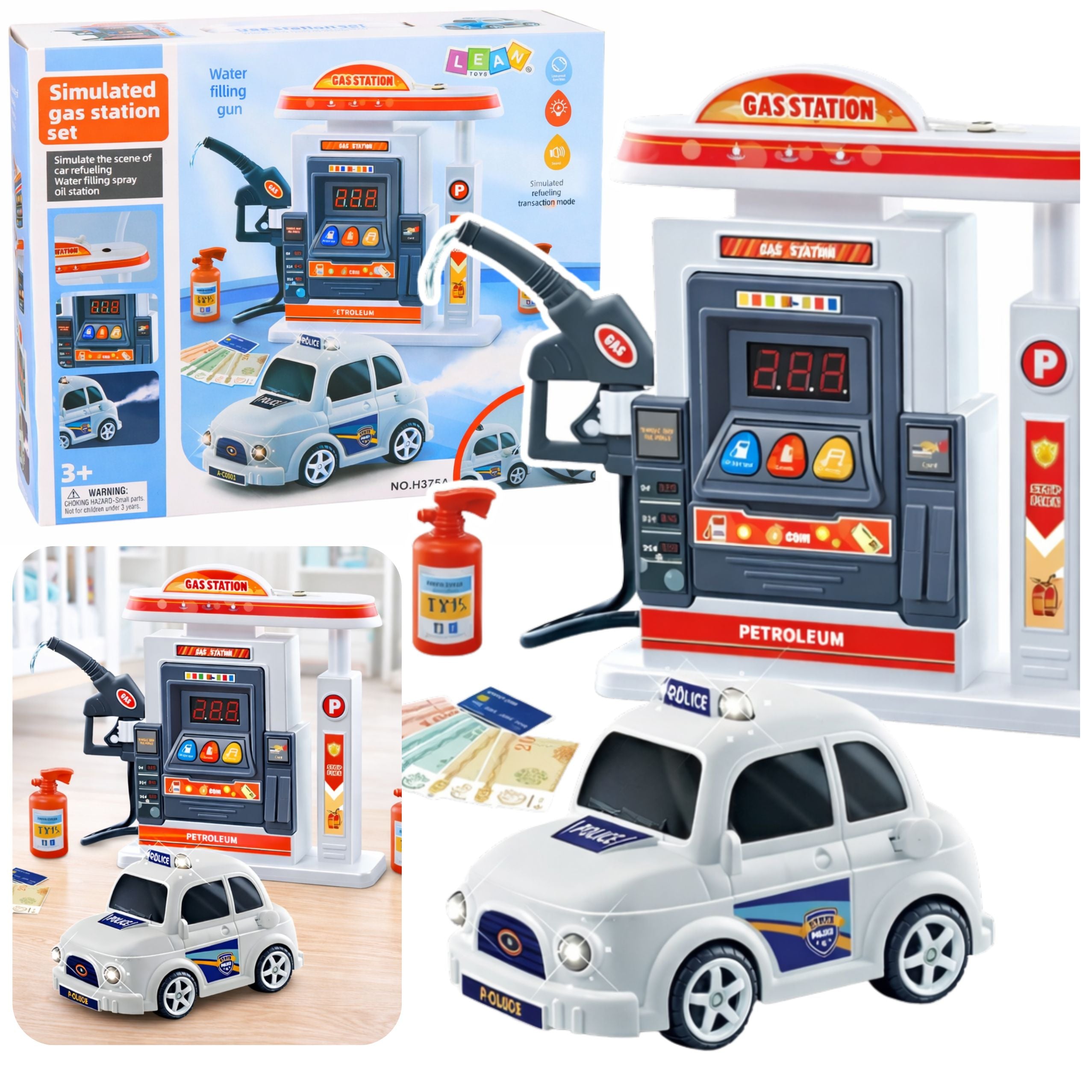Interactive Gas Station Police Car Lights Sounds Smoke