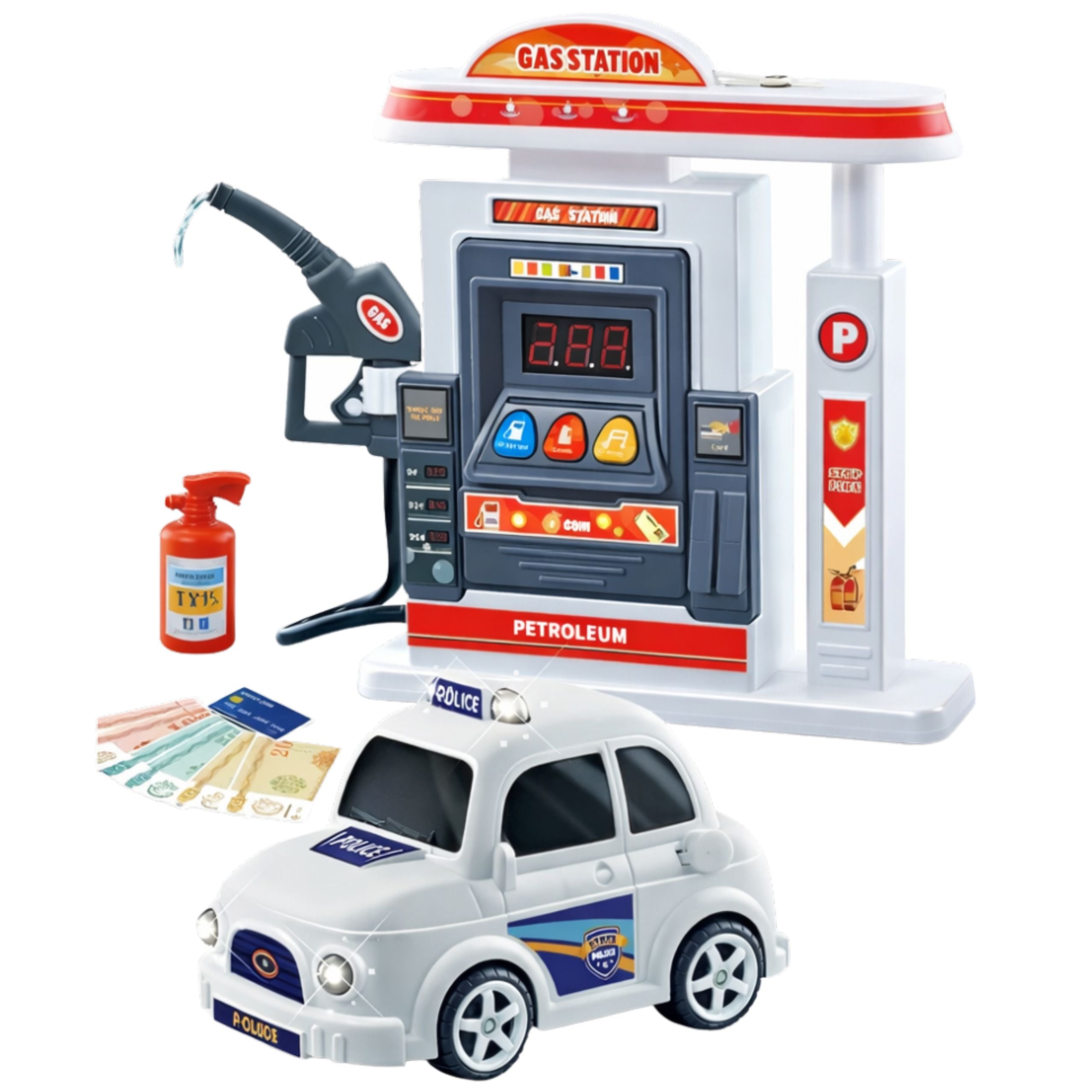 Interactive Gas Station Police Car Lights Sounds Smoke