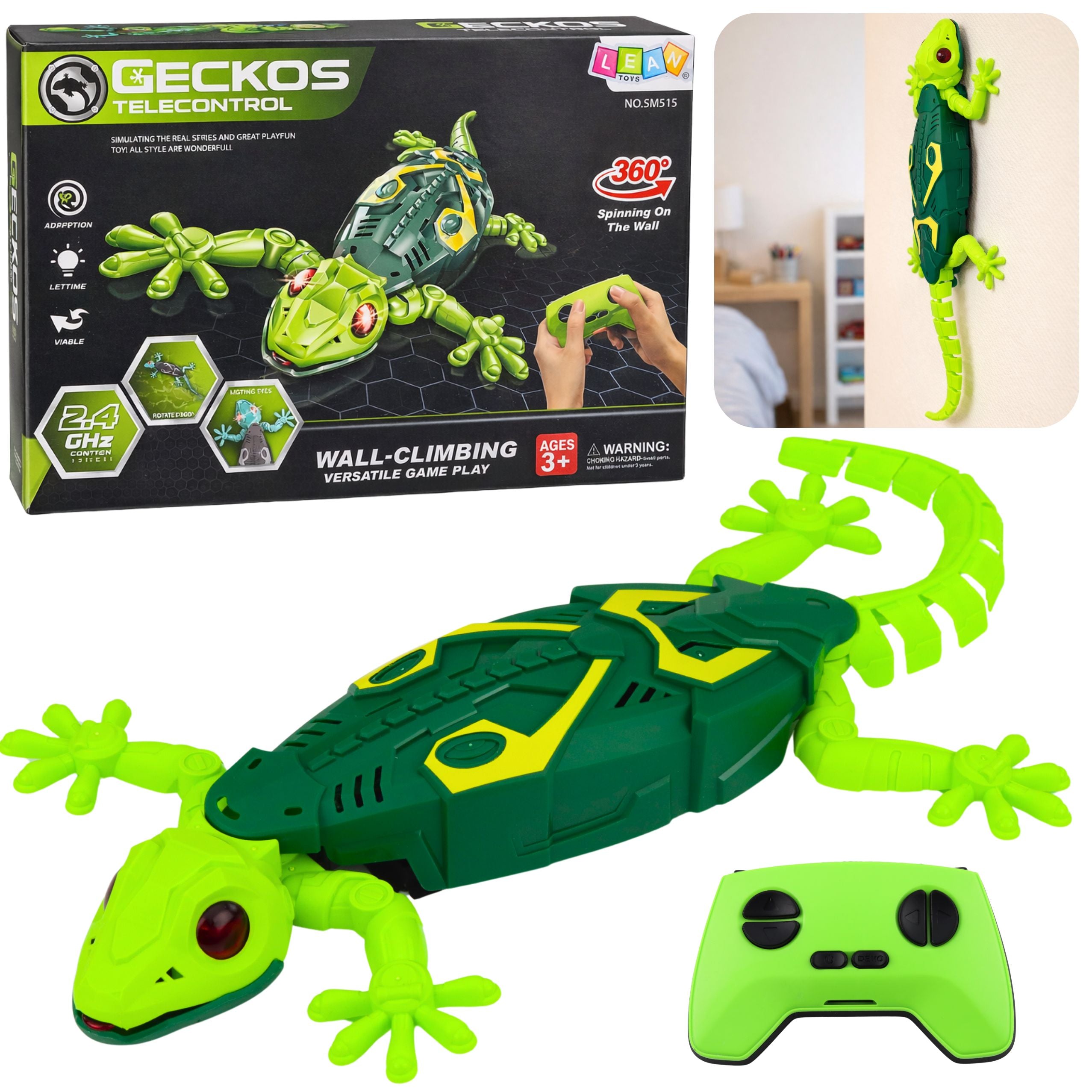 Rc Gecko Lizard Wall Walking 360° Green
