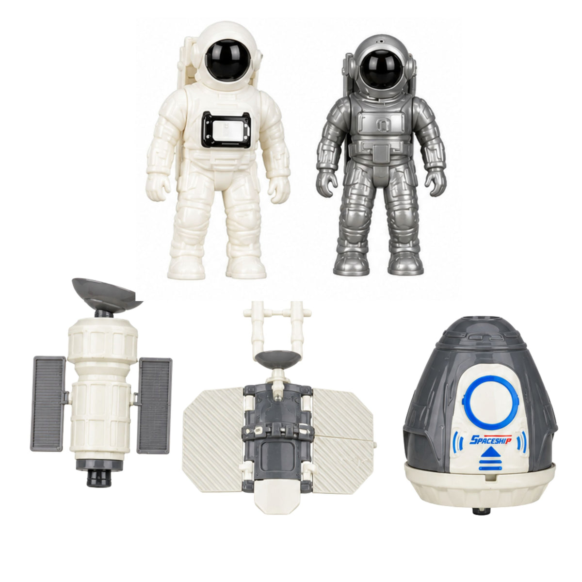 Raumstation-Raketen-Shuttle-Satelliten-Kosmonauten-Lichter