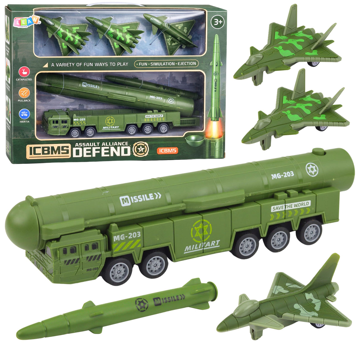 Military Set Truck Fighter Jets With Motorized Missile Launcher
