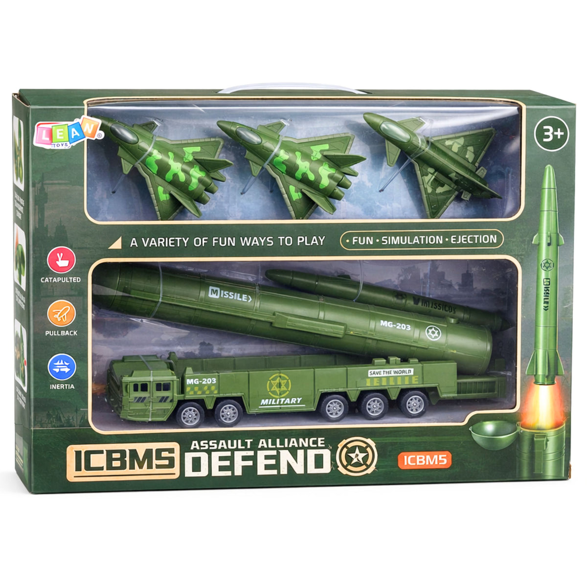 Military Set Truck Fighter Jets With Motorized Missile Launcher
