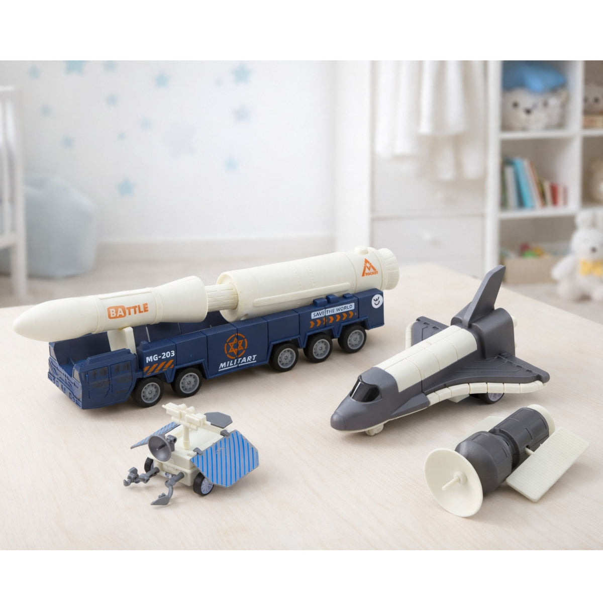 Space Set Rocket Shuttle Satellite Transport Vehicle