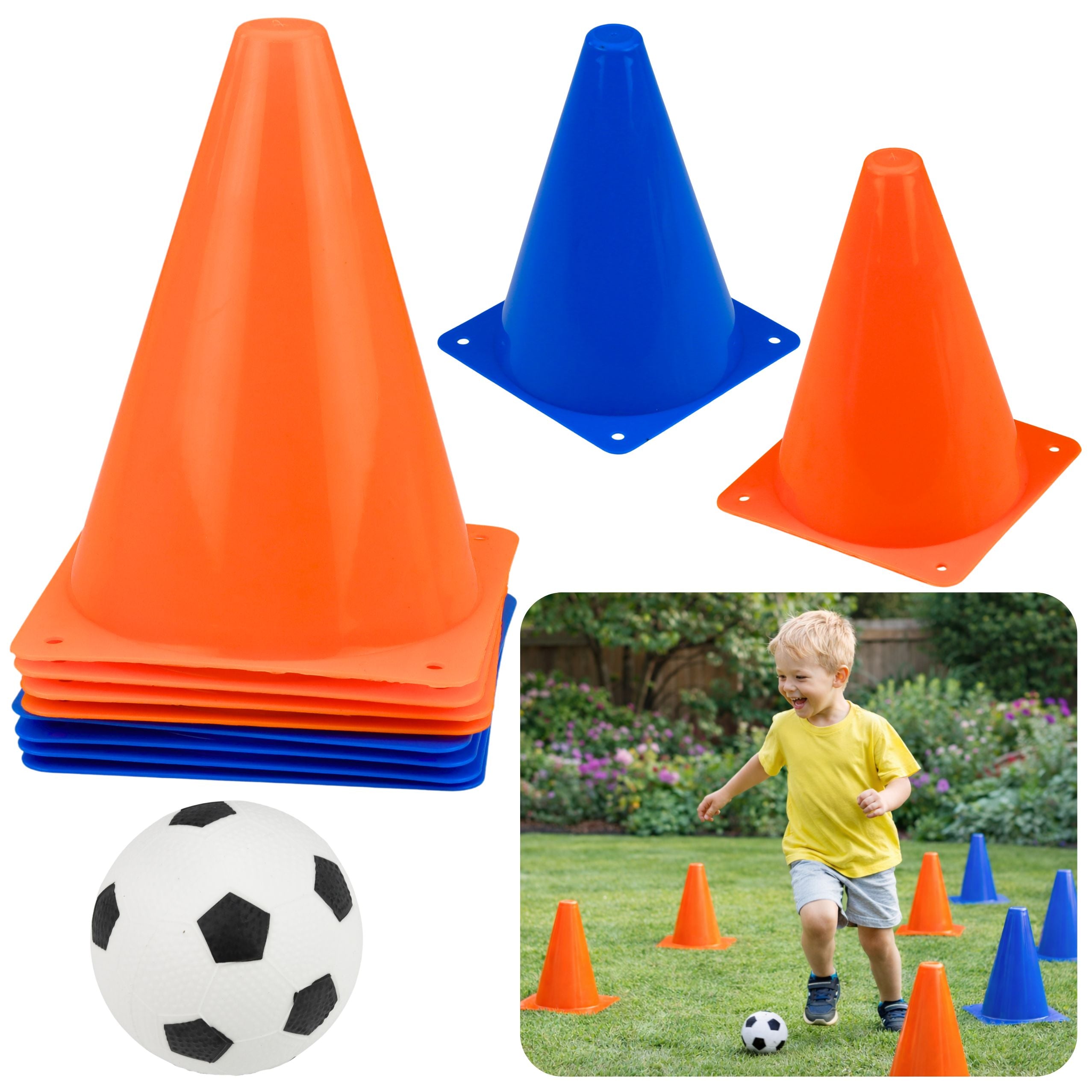 Set Of Training Cones With Ball Blue Orange 8 Pcs.