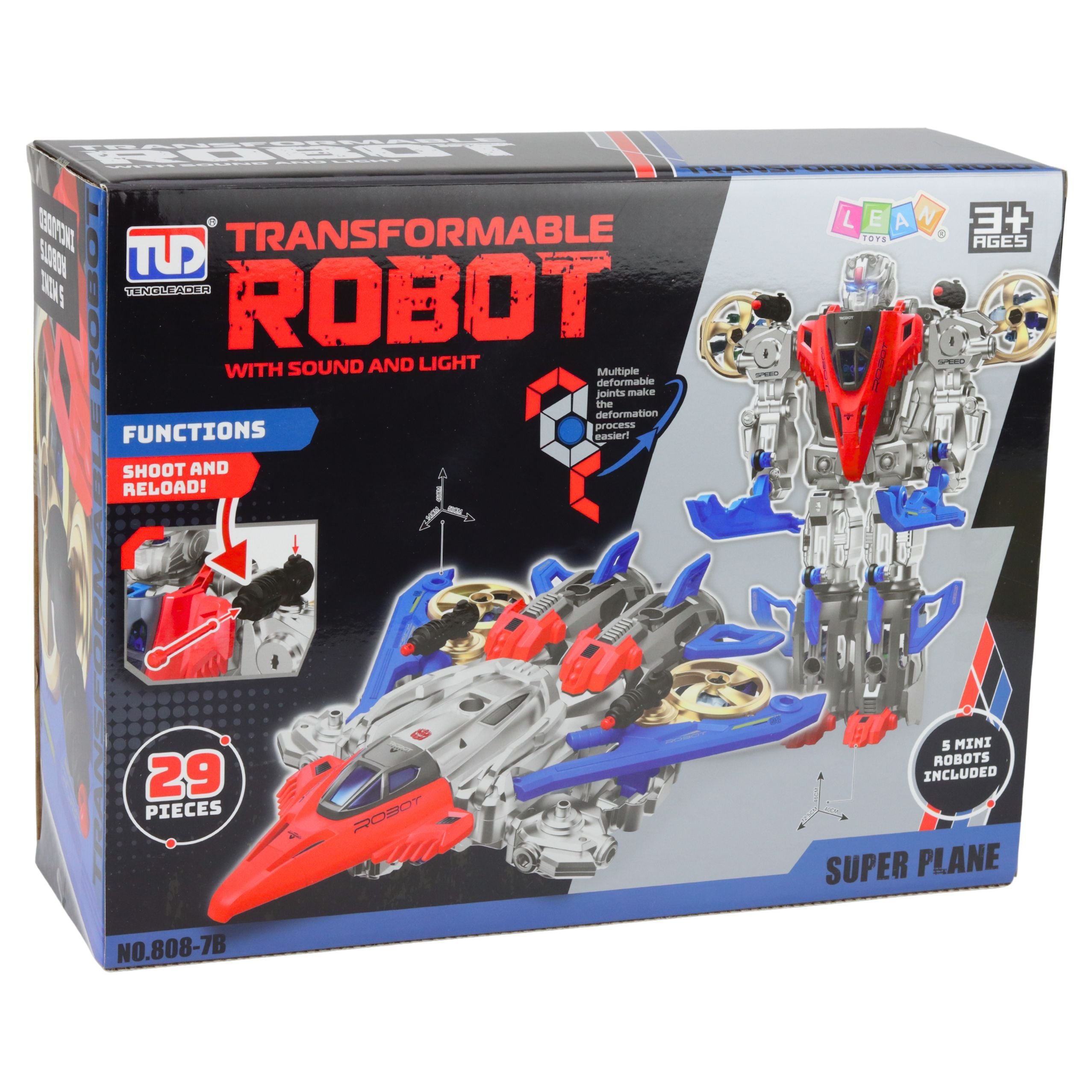 Robot Fighter Combat 2 In 1 Lights Sounds Red-blue 29 Pcs.