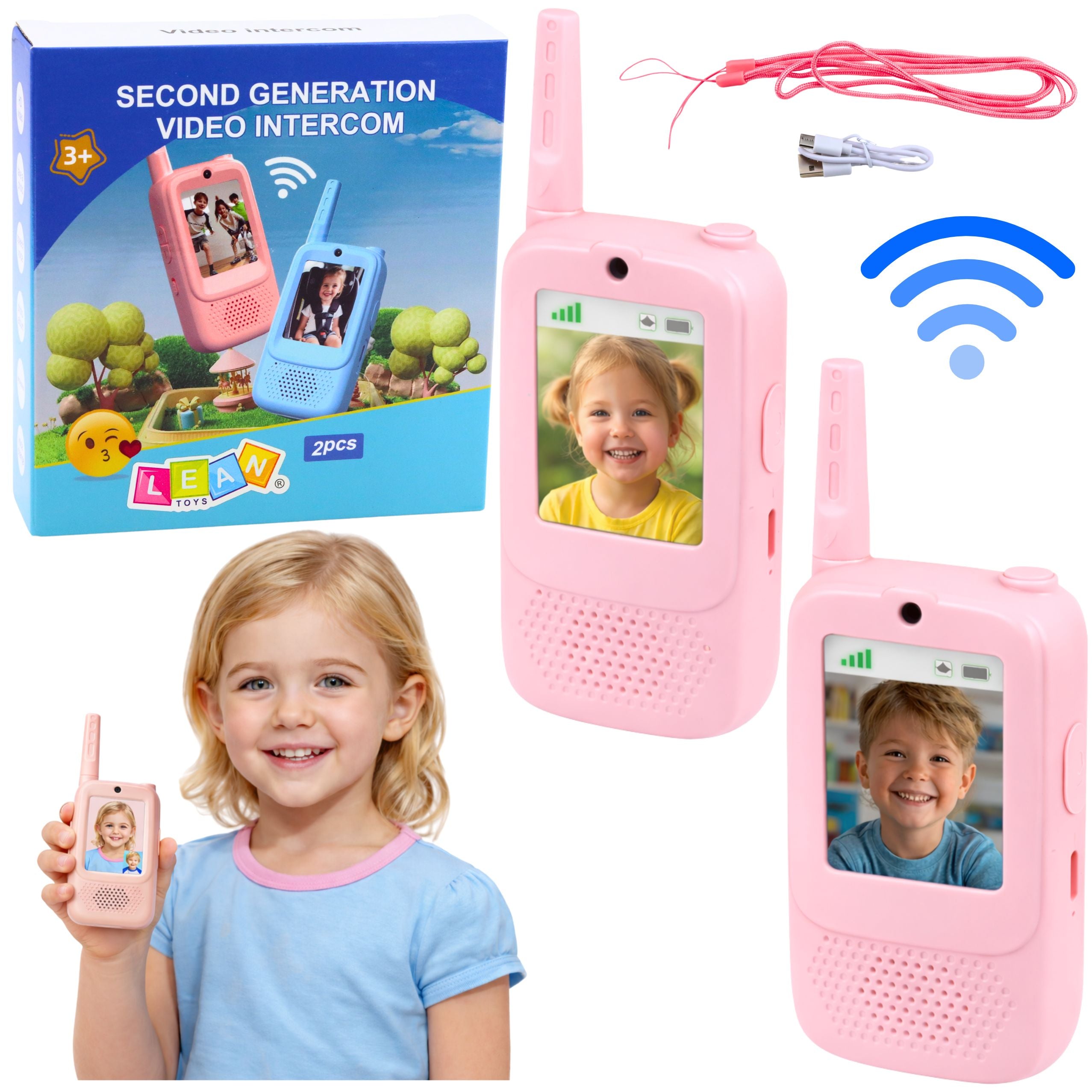 Walkie Talkies For Kids Video Talk Recording Camera Pink