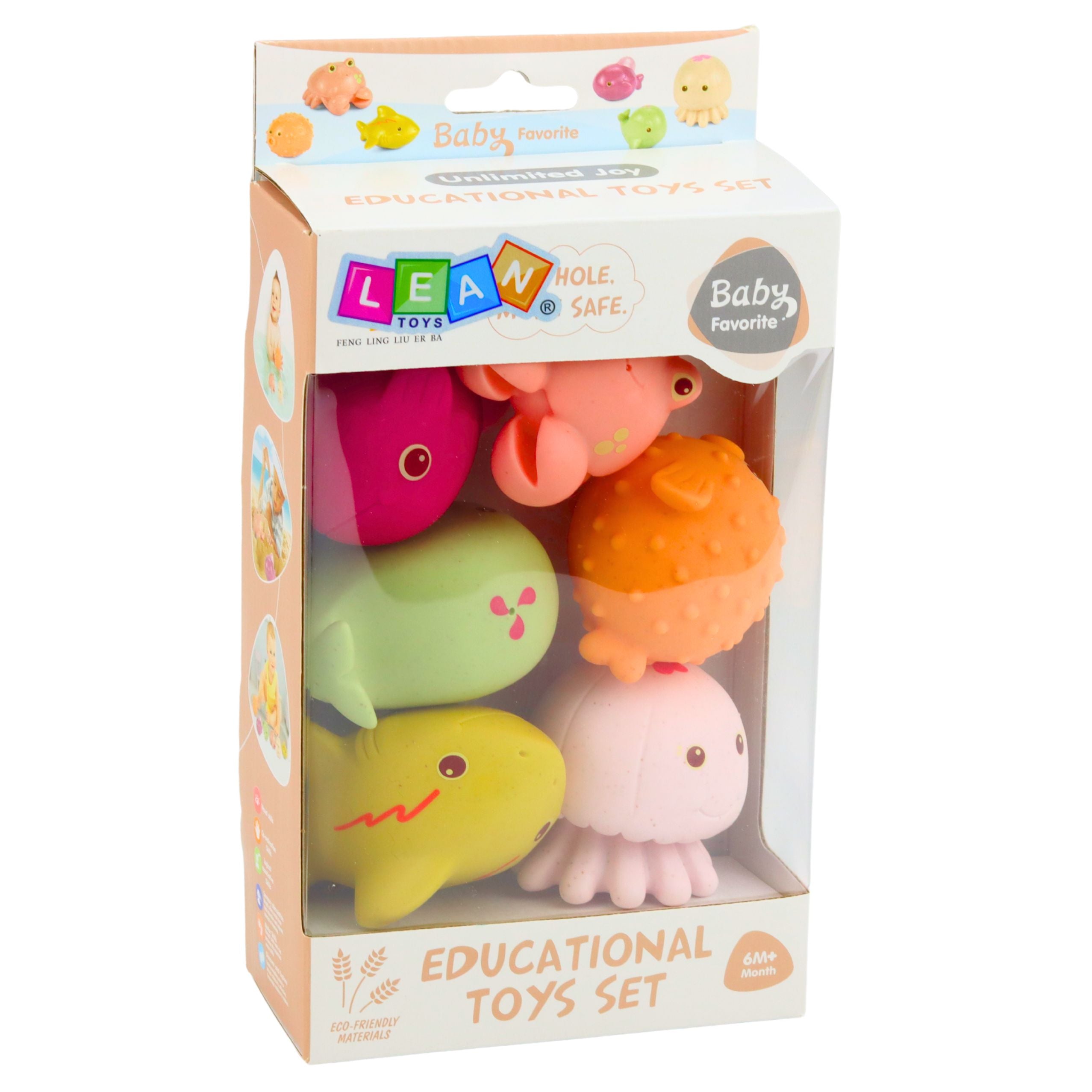 Set Of 6 Educational Rubber Sea Animals For Bathing And Fun.