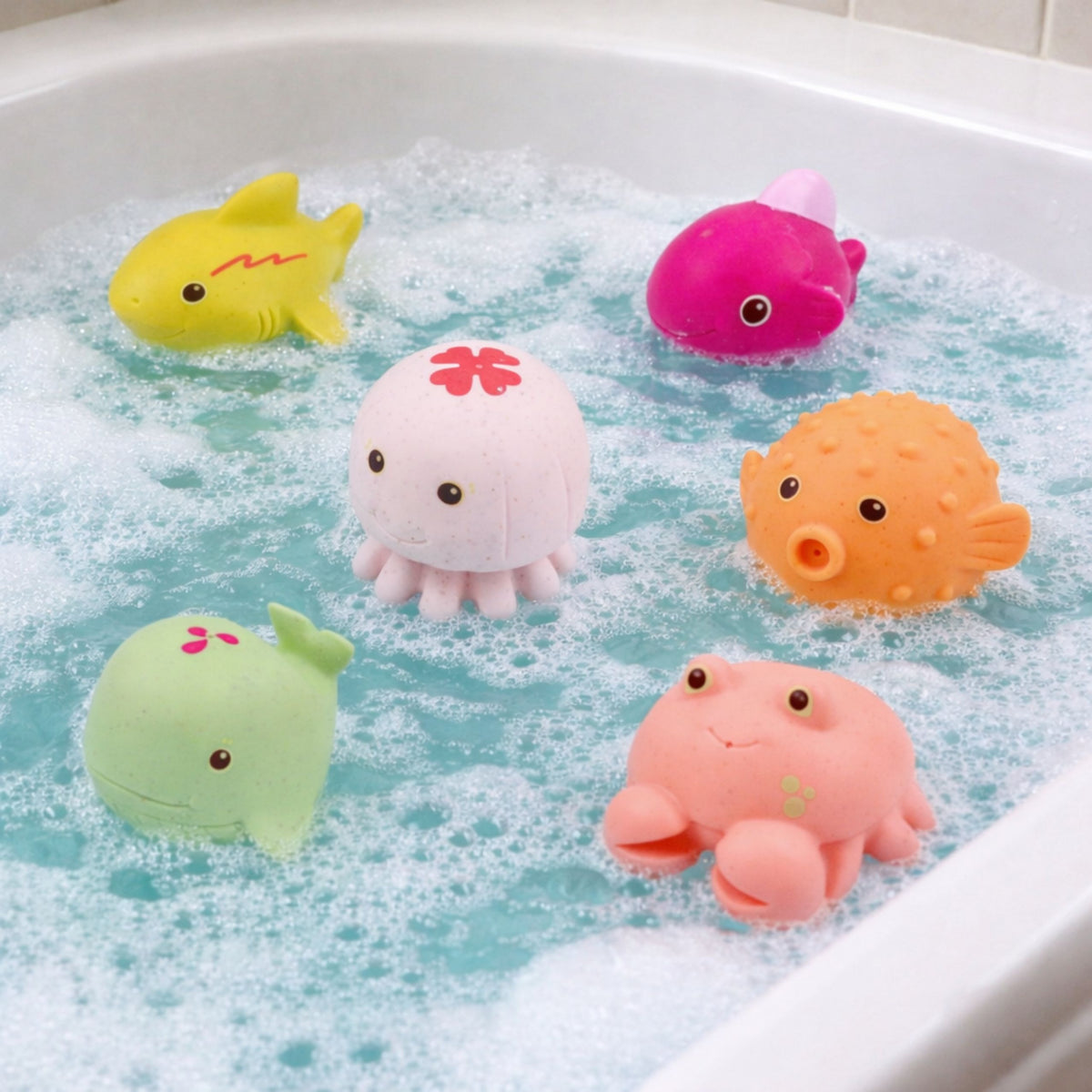 Set Of 6 Educational Rubber Sea Animals For Bathing And Fun.
