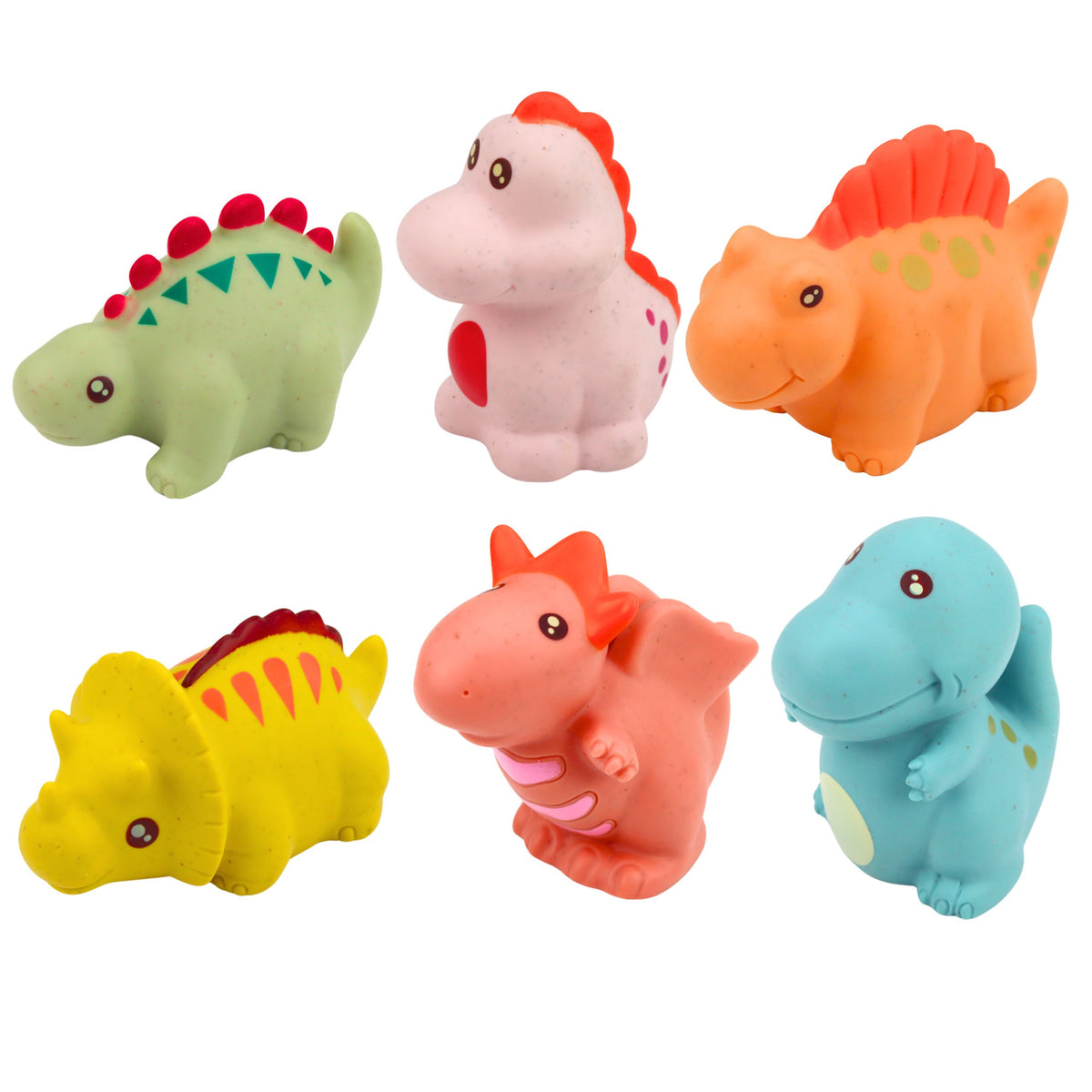Set Of Educational Rubber Dinosaurs For Bathing Pastel Games 6 Pcs.