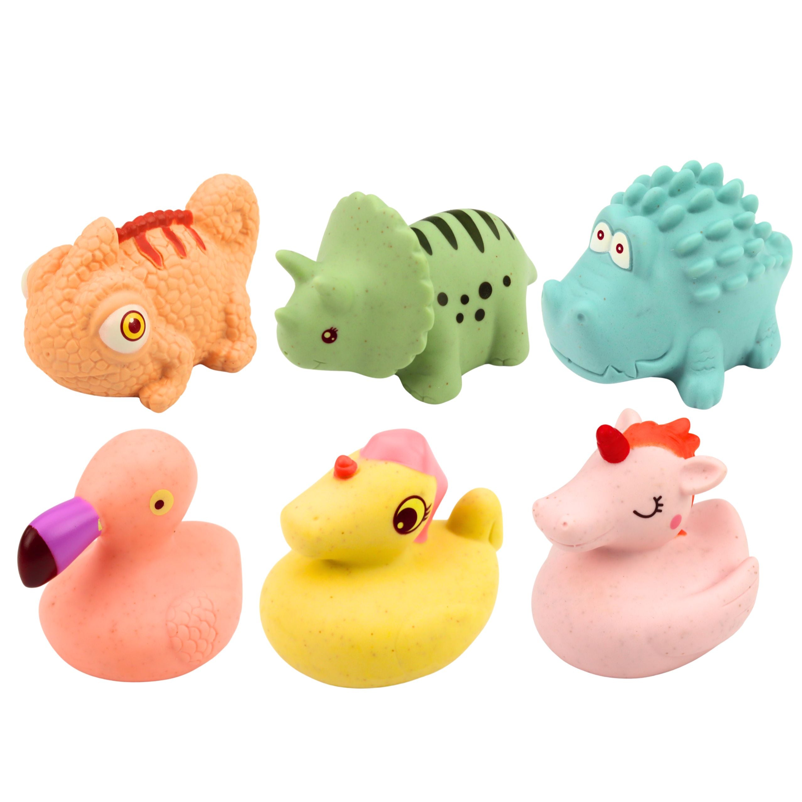 Set Of Educational Rubber Animals For Bathing Pastel Games 6 Pcs.