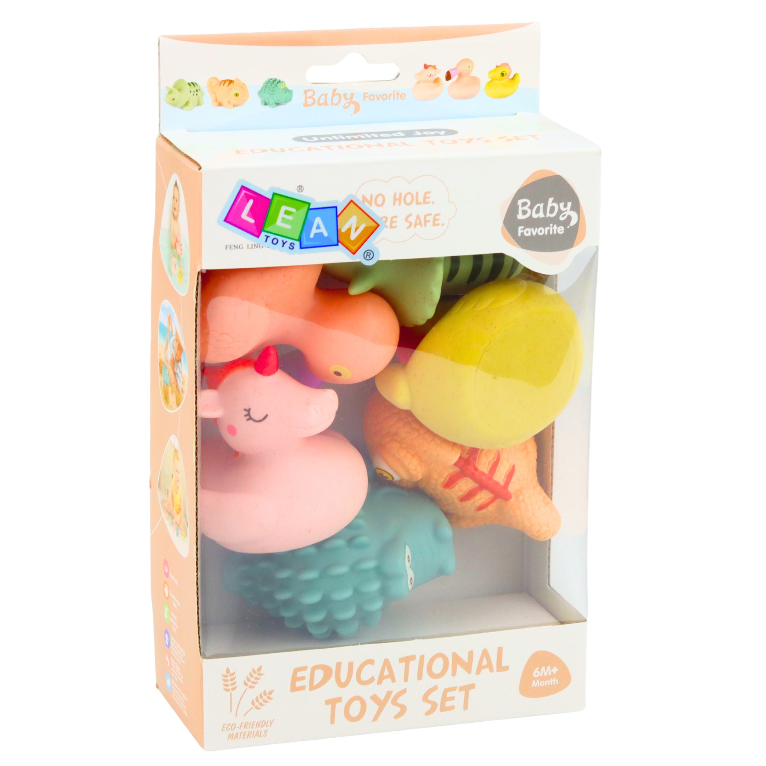Set Of Educational Rubber Animals For Bathing Pastel Games 6 Pcs.