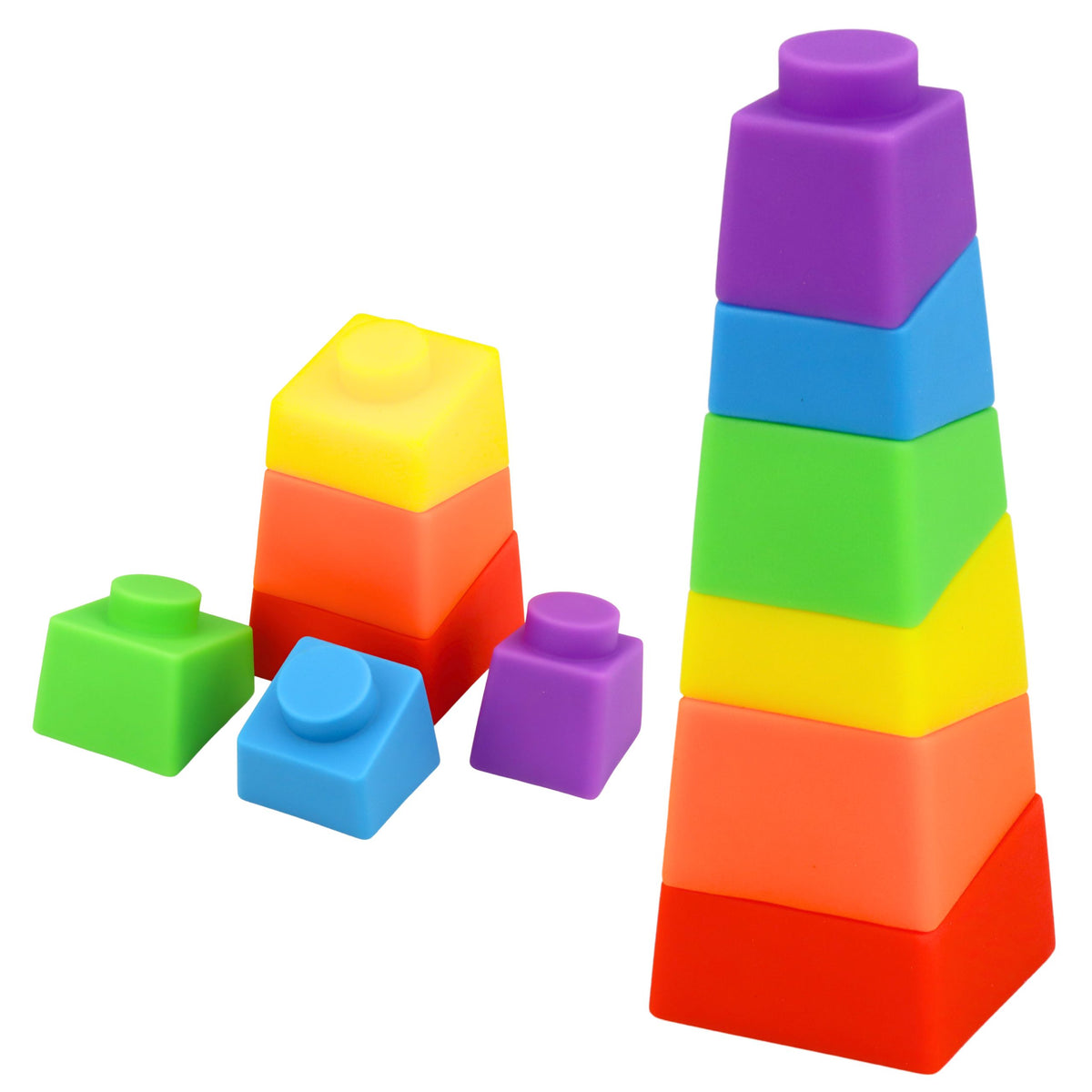 Set Of Rubber Blocks Tower Rocket Cosmonaut Colorful 11 pcs.