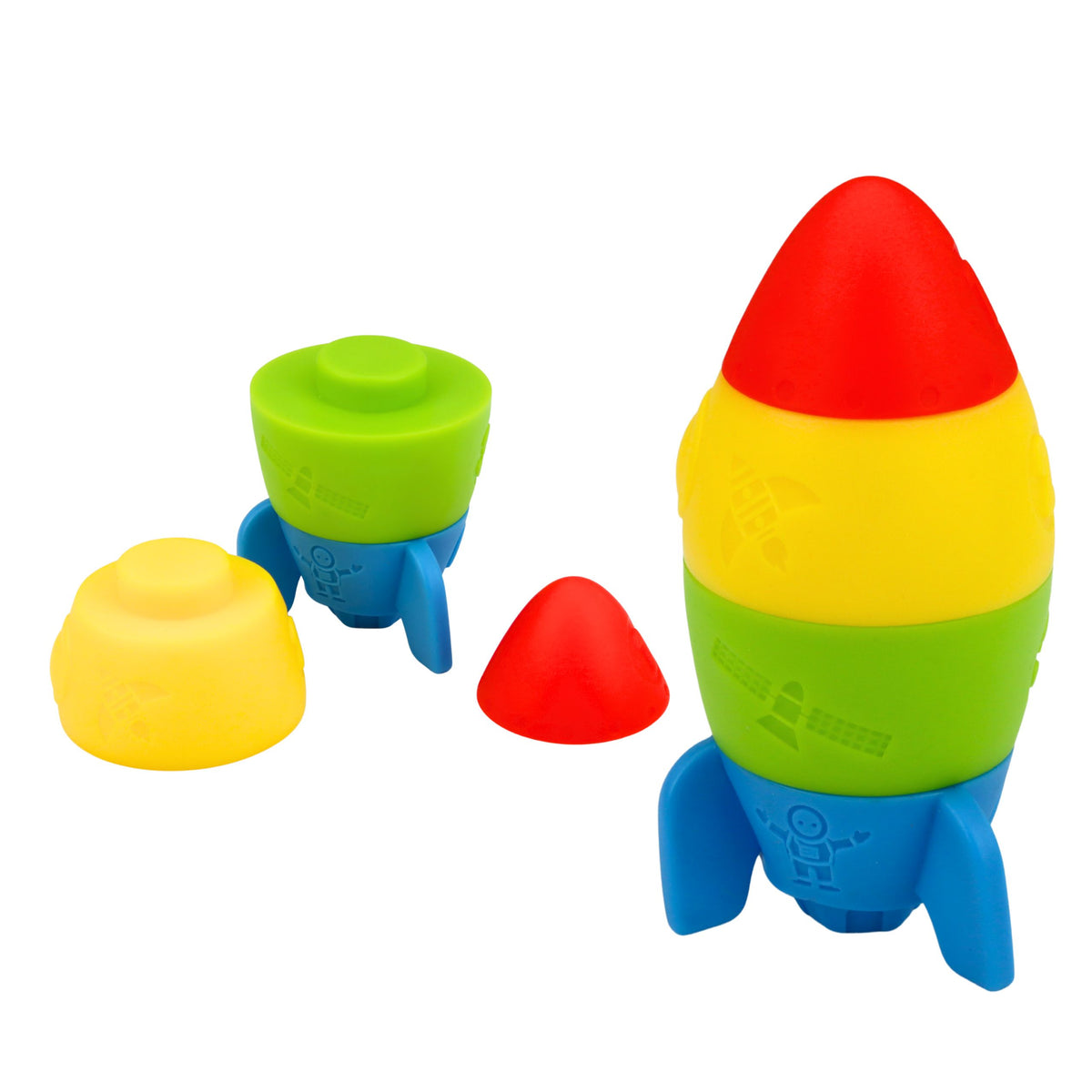 Set Of Rubber Blocks Tower Rocket Cosmonaut Colorful 11 pcs.