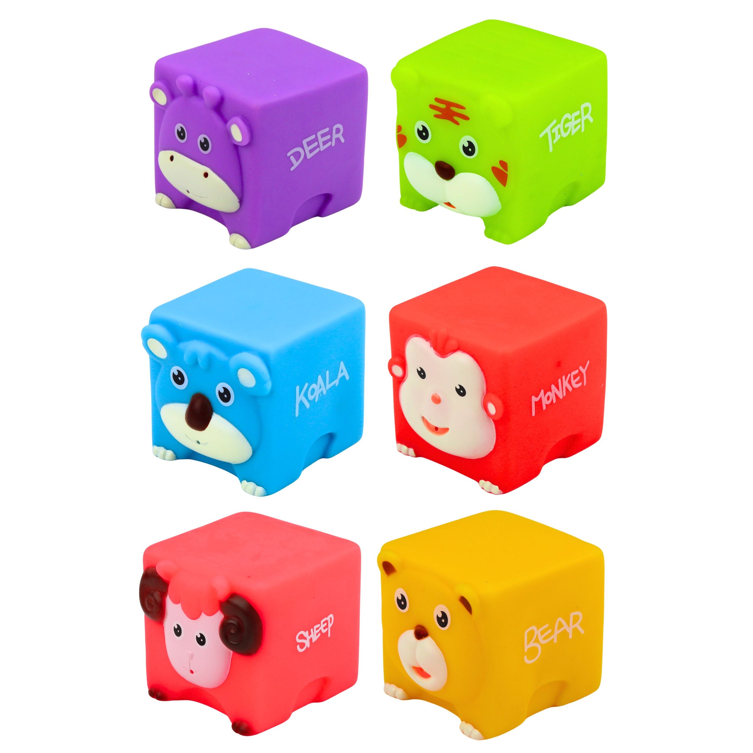 Set Of Soft Rubber Blocks Educational Animals Colorful 6 Pcs.