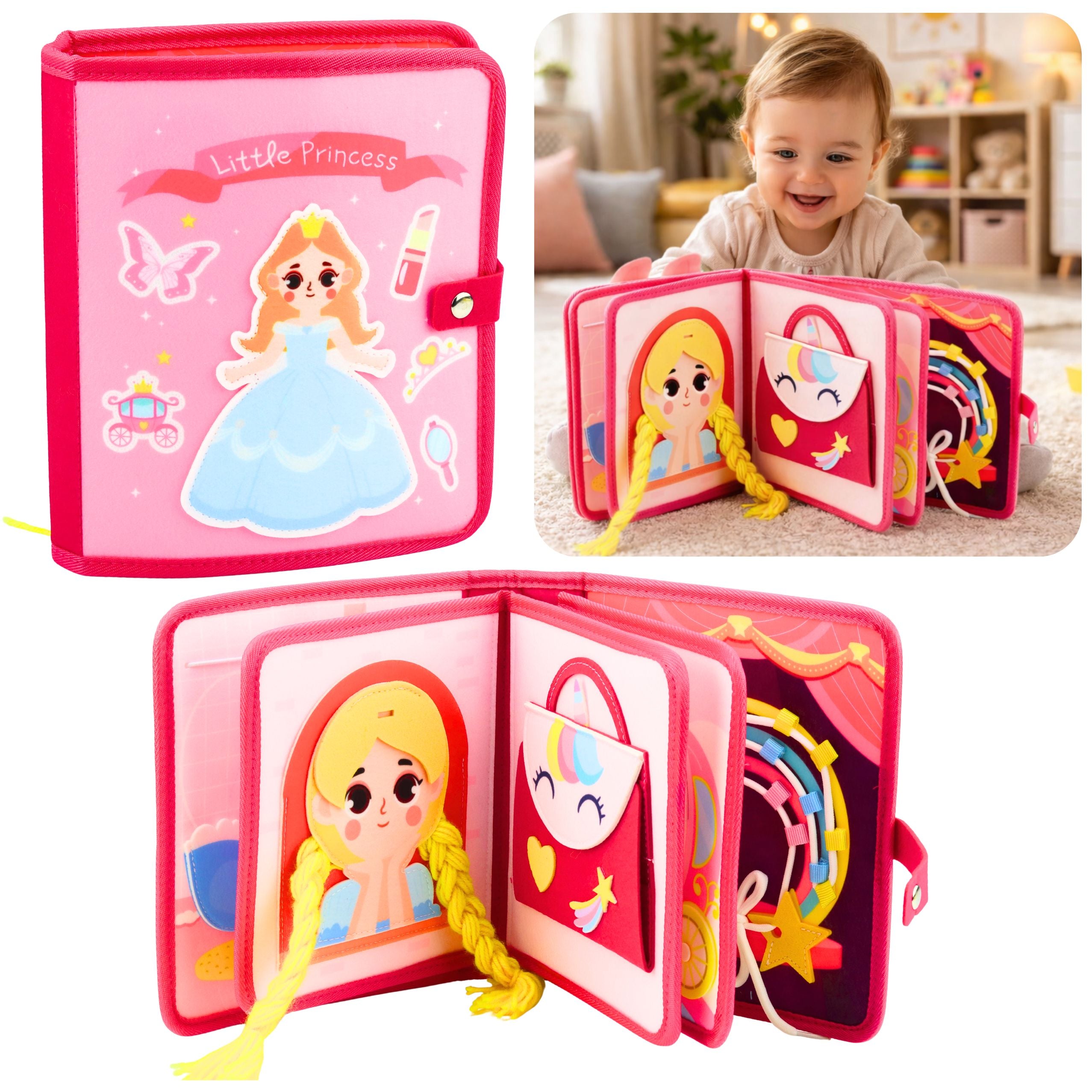 3d Felt Princess Pink Sensory Educational Book