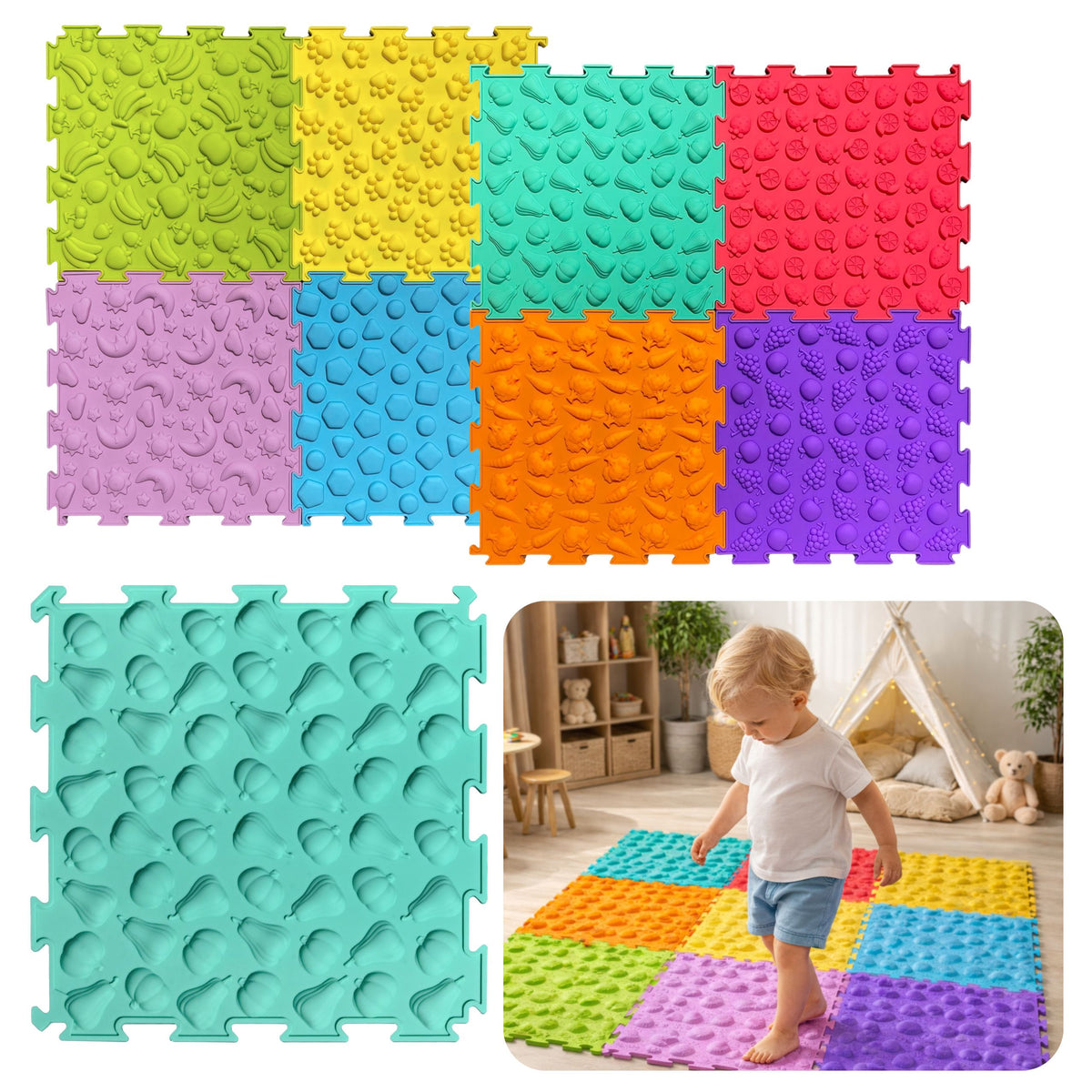 Érzékszervi Út Puzzle Lapok Különféle szerkezetek Színek 24,5 cm 10 db.